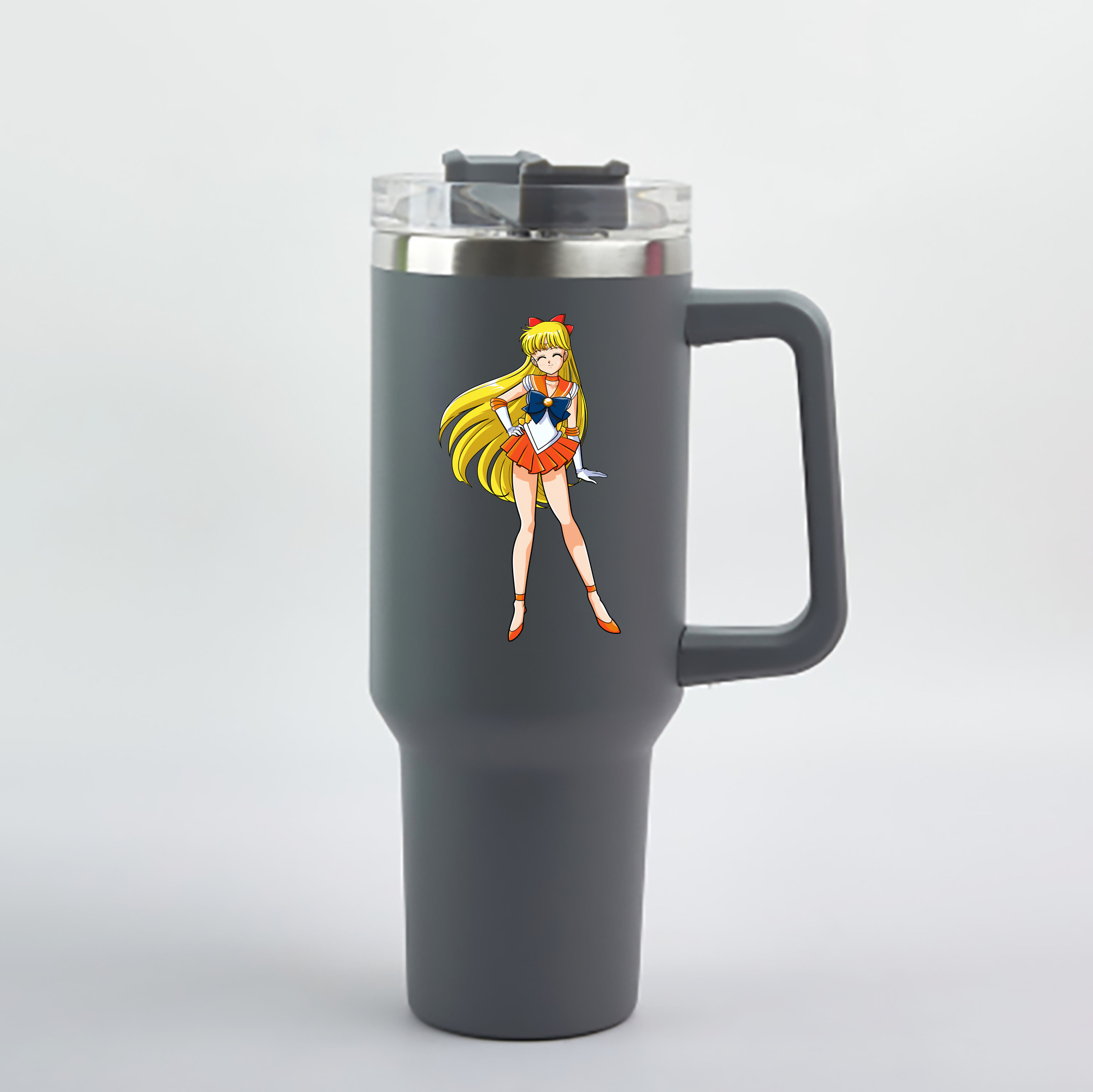 （画像用） 美少女戦士セーラームーン 愛野 美奈子 あいの みなこ Sailor Moon Aino Minako 1200mL車用タンブラー - クリスタルステッカー（プラスチックストロー付き）