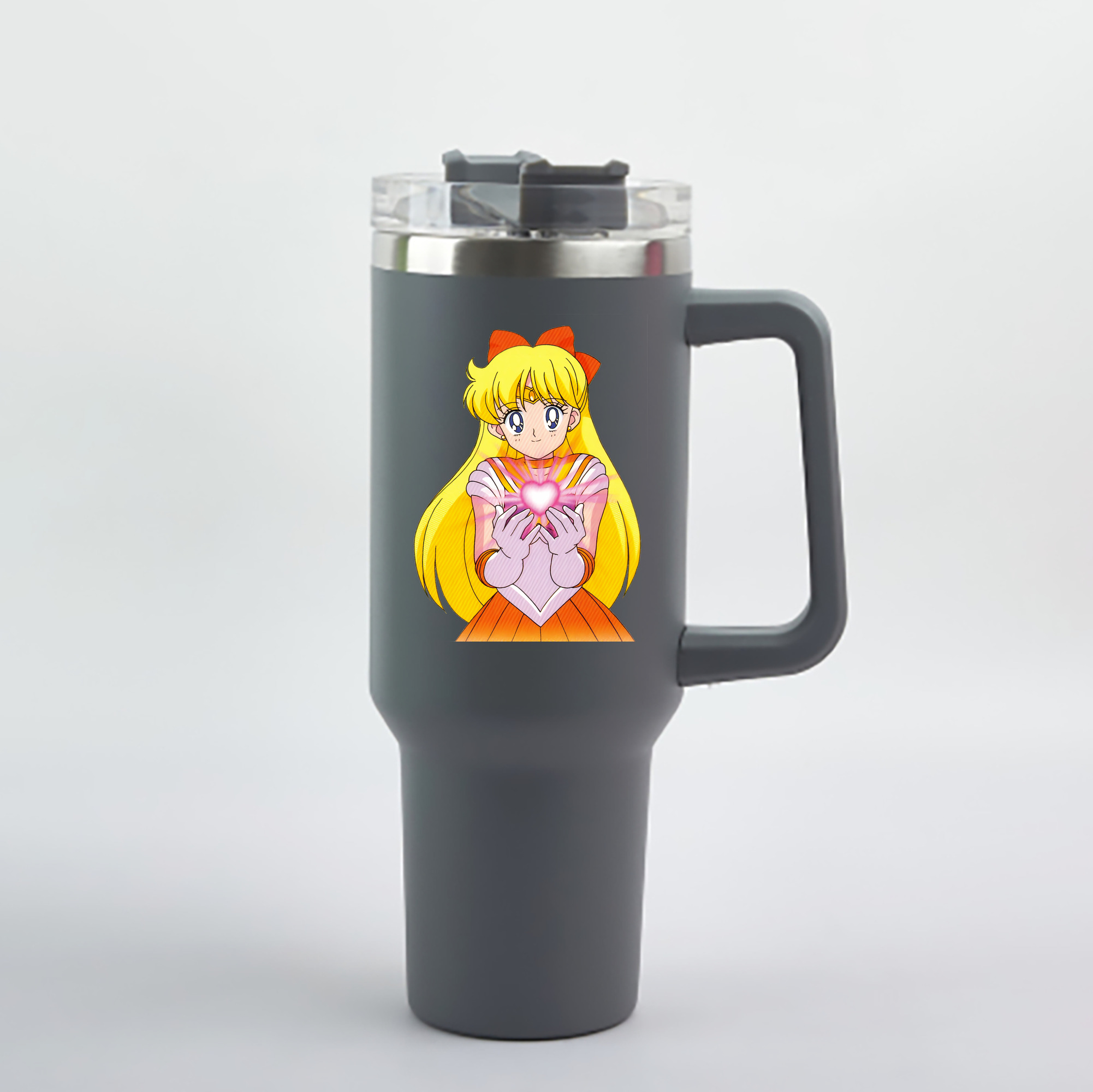 （画像用） 美少女戦士セーラームーン 愛野 美奈子 あいの みなこ Sailor Moon Aino Minako 1200mL車用タンブラー - クリスタルステッカー（プラスチックストロー付き）