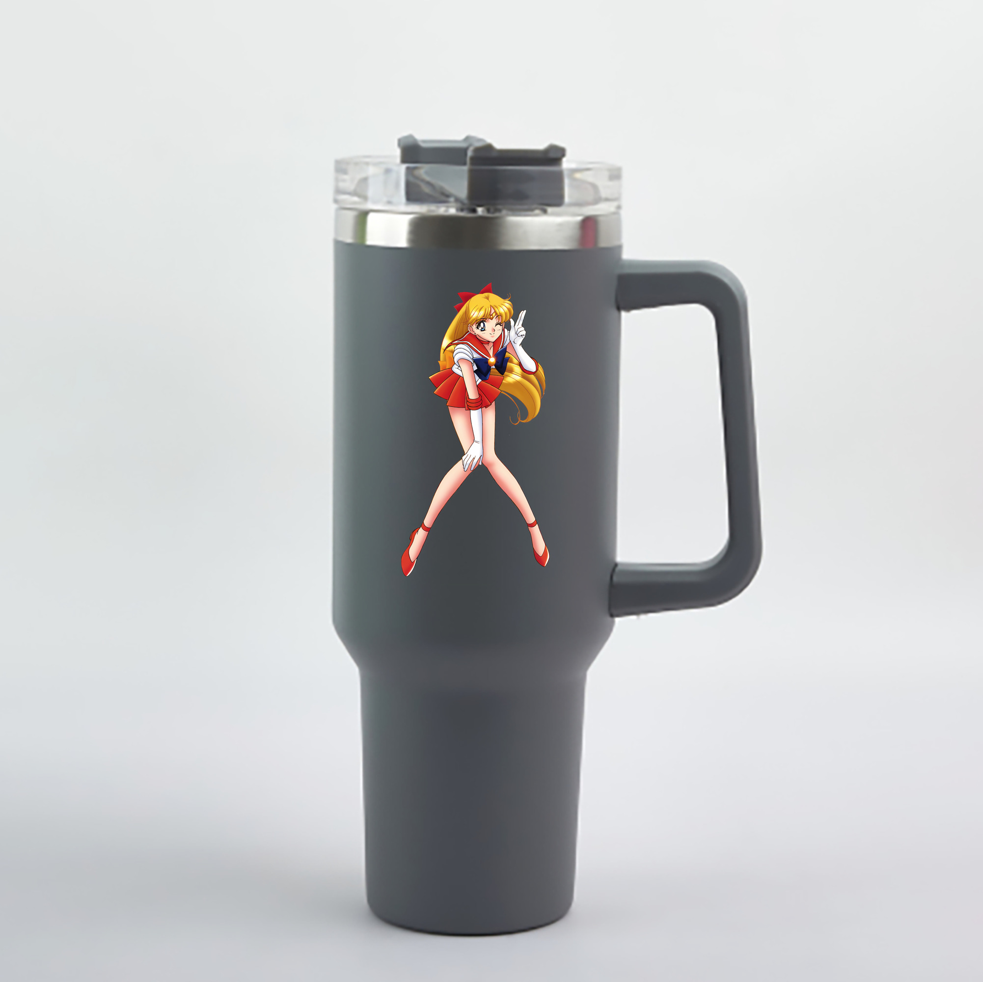 （画像用） 美少女戦士セーラームーン 愛野 美奈子 あいの みなこ Sailor Moon Aino Minako 1200mL車用タンブラー - クリスタルステッカー（プラスチックストロー付き）