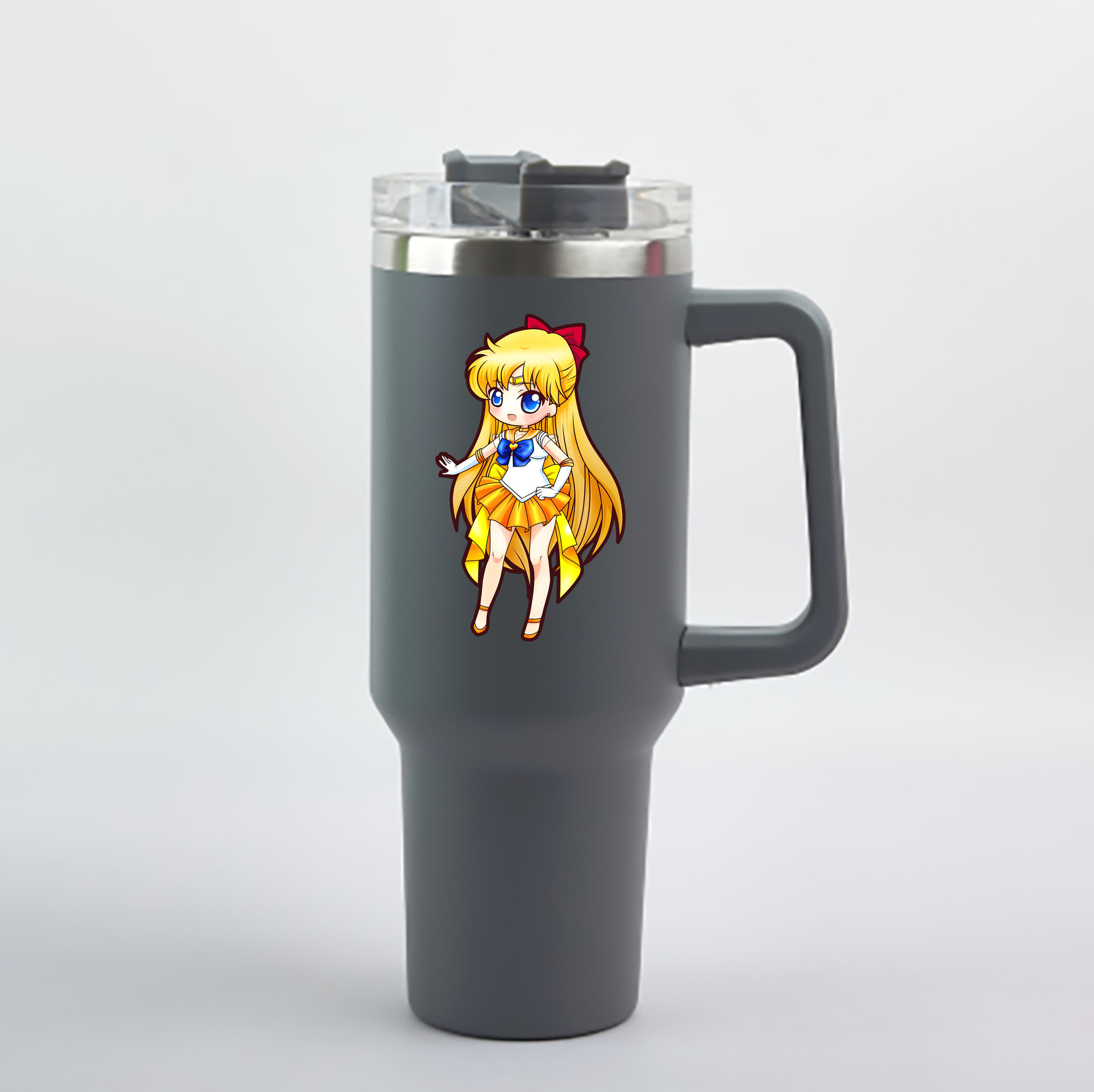 （画像用） 美少女戦士セーラームーン 愛野 美奈子 あいの みなこ Sailor Moon Aino Minako 1200mL車用タンブラー - クリスタルステッカー（プラスチックストロー付き）