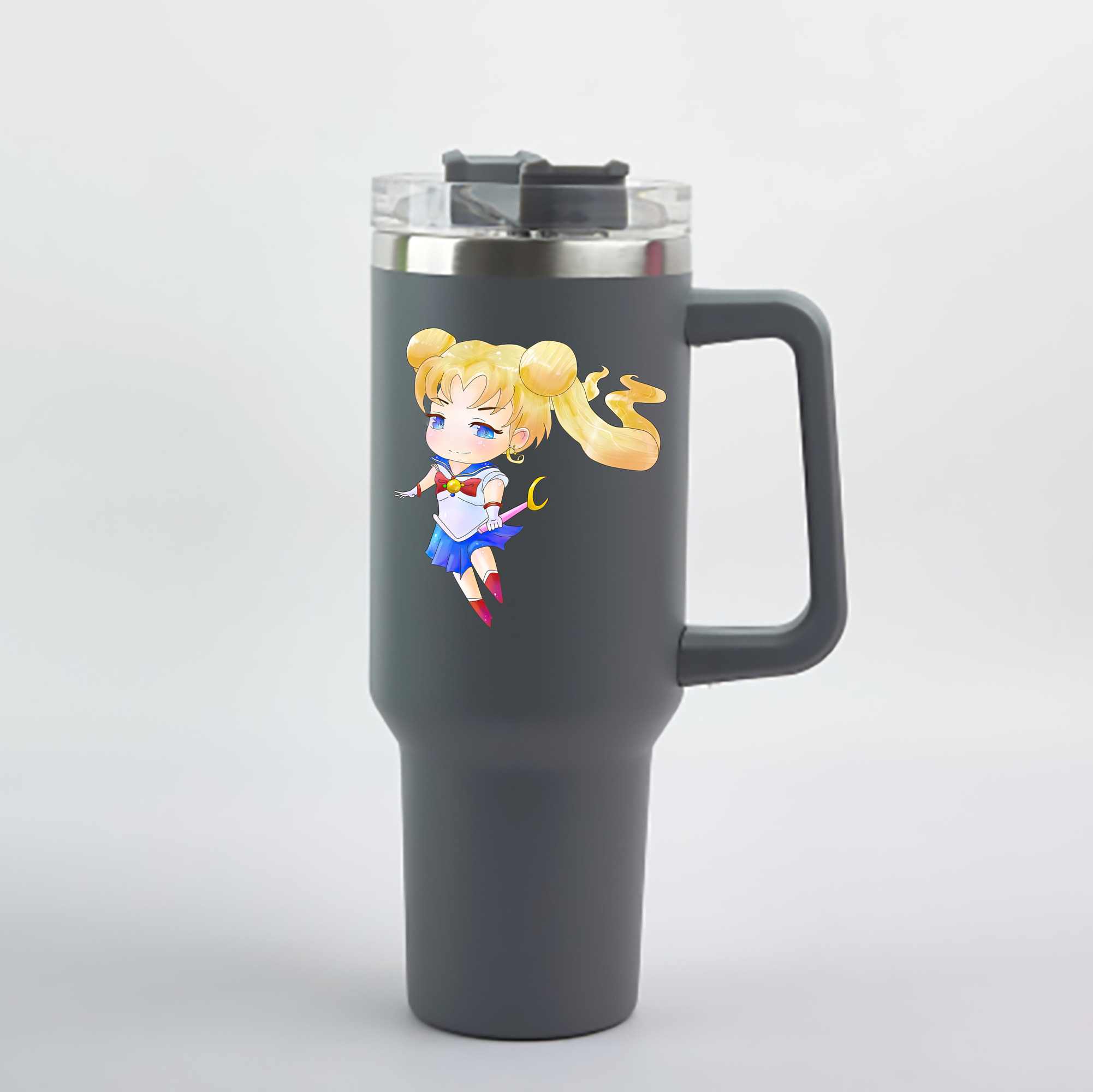 （画像用） 美少女戦士セーラームーン 愛野 美奈子 あいの みなこ Sailor Moon Aino Minako 1200mL車用タンブラー - クリスタルステッカー（プラスチックストロー付き）