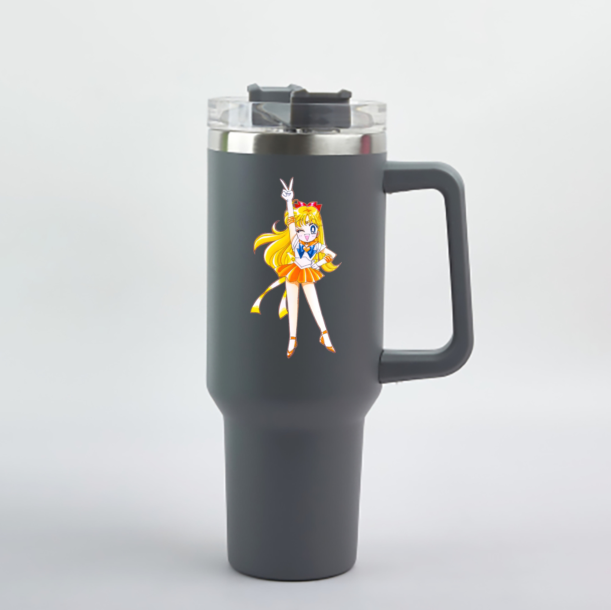 （画像用） 美少女戦士セーラームーン 愛野 美奈子 あいの みなこ Sailor Moon Aino Minako 1200mL車用タンブラー - クリスタルステッカー（プラスチックストロー付き）
