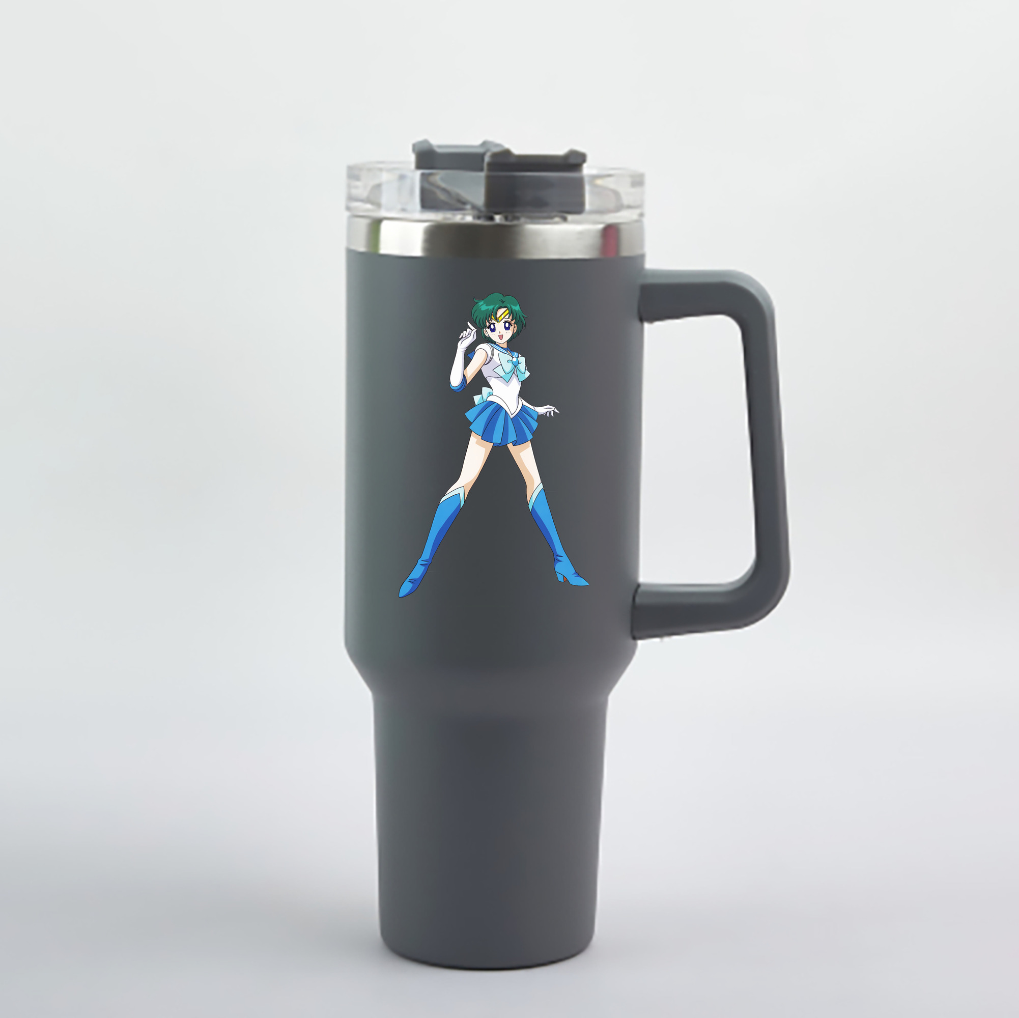 （画像用） 美少女戦士セーラームーン 海王 みちる（かいおう みちる） Sailor Moon Kaiou Michiru 1200mL車用タンブラー - クリスタルステッカー（プラスチックストロー付き）