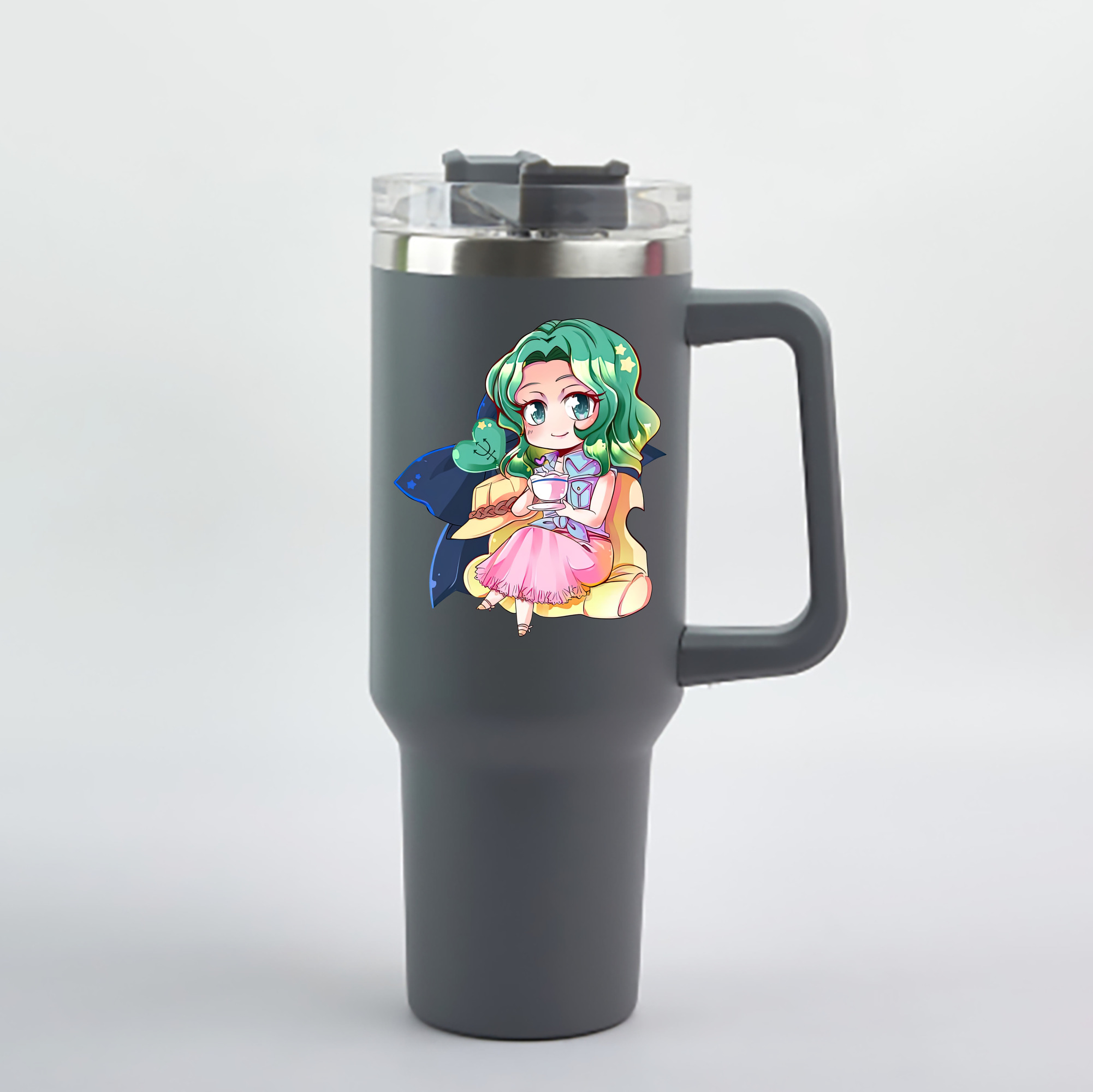 （画像用） 美少女戦士セーラームーン 海王 みちる（かいおう みちる） Sailor Moon Kaiou Michiru 1200mL車用タンブラー - クリスタルステッカー（プラスチックストロー付き）