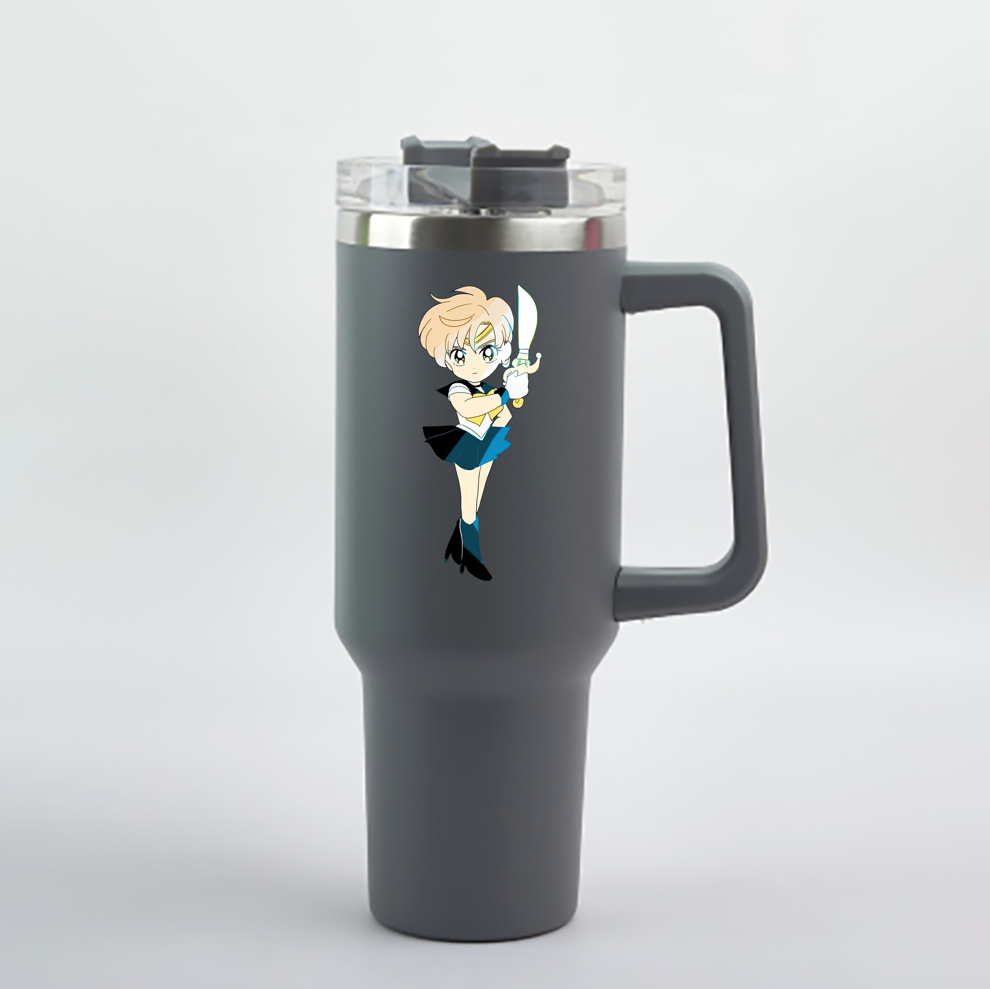 （画像用） 美少女戦士セーラームーン 天王はるか Sailor Moon Tenoh Haruka 1200mL車用タンブラー - クリスタルステッカー（プラスチックストロー付き）