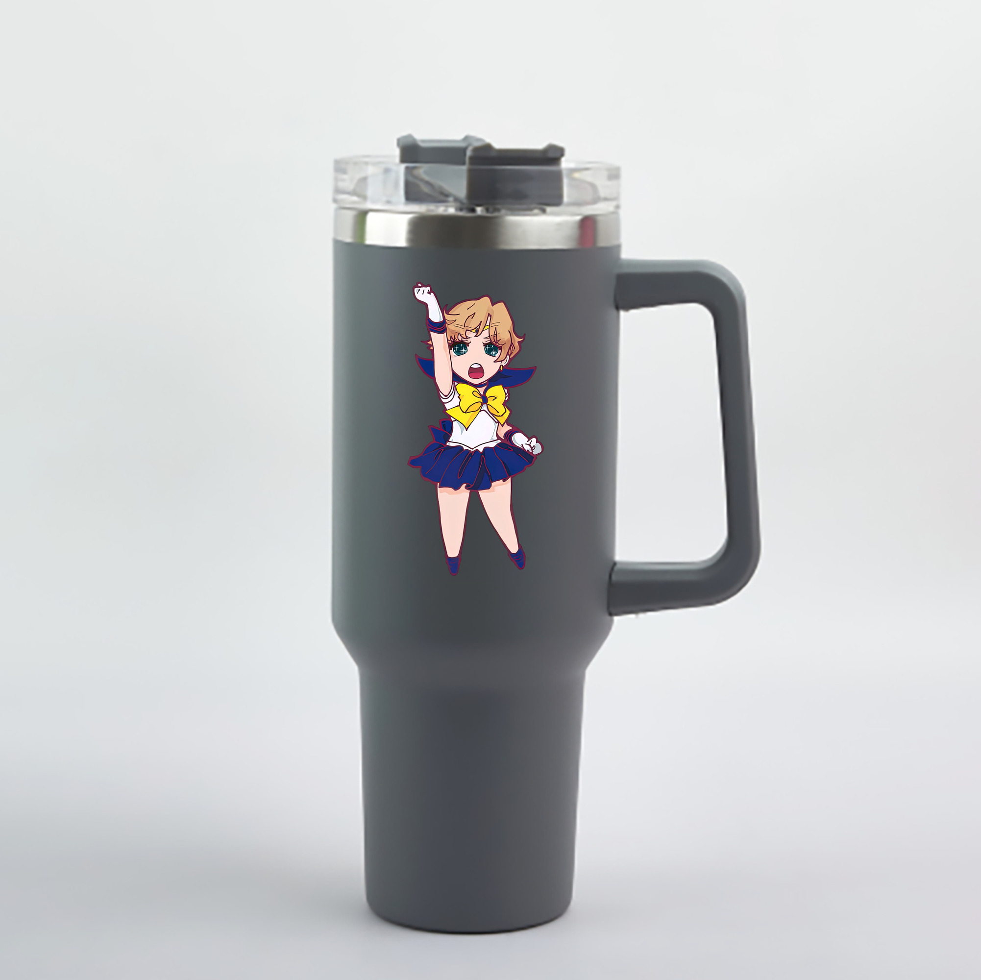 （画像用） 美少女戦士セーラームーン 天王はるか Sailor Moon Tenoh Haruka 1200mL車用タンブラー - クリスタルステッカー（プラスチックストロー付き）
