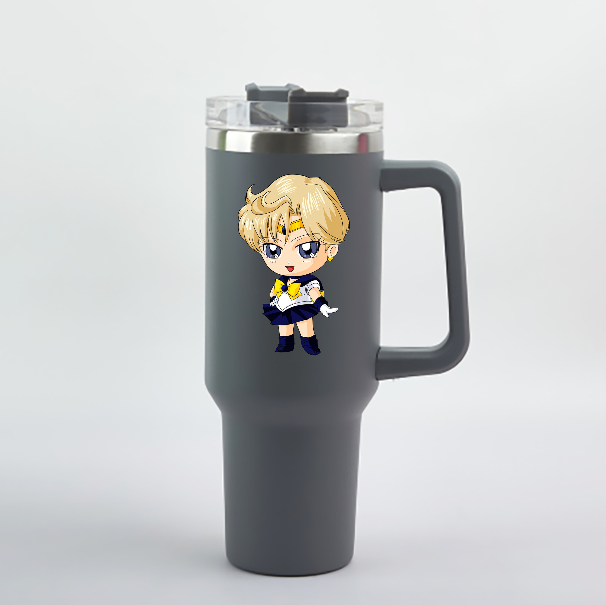 （画像用） 美少女戦士セーラームーン 天王はるか Sailor Moon Tenoh Haruka 1200mL車用タンブラー - クリスタルステッカー（プラスチックストロー付き）