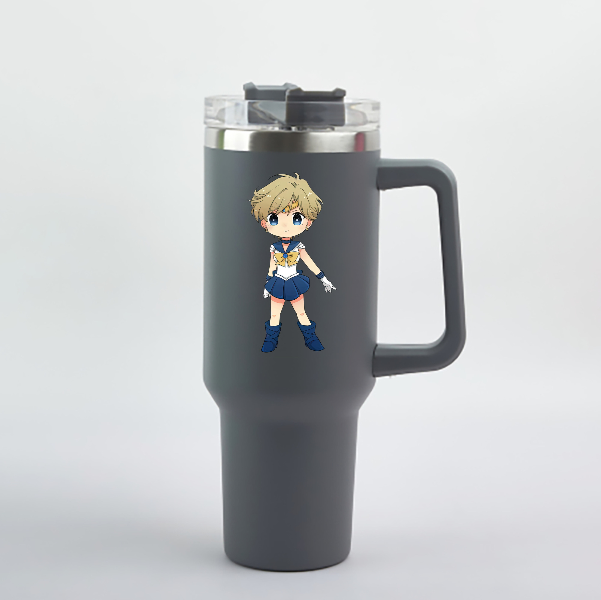 （画像用） 美少女戦士セーラームーン 天王はるか Sailor Moon Tenoh Haruka 1200mL車用タンブラー - クリスタルステッカー（プラスチックストロー付き）