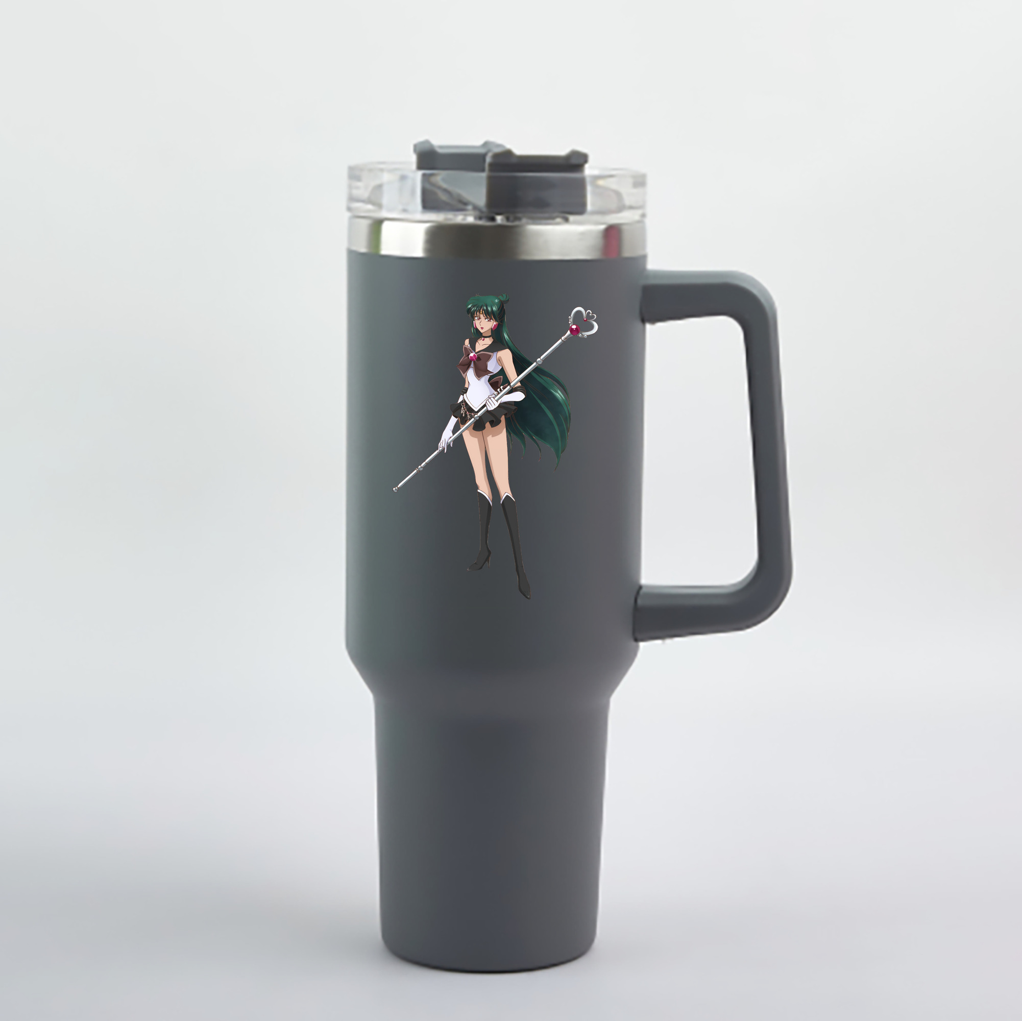 （画像用） 美少女戦士セーラームーン 冥王せつな Sailor Moon Meiou Setsuna 1200mL車用タンブラー - クリスタルステッカー（プラスチックストロー付き）