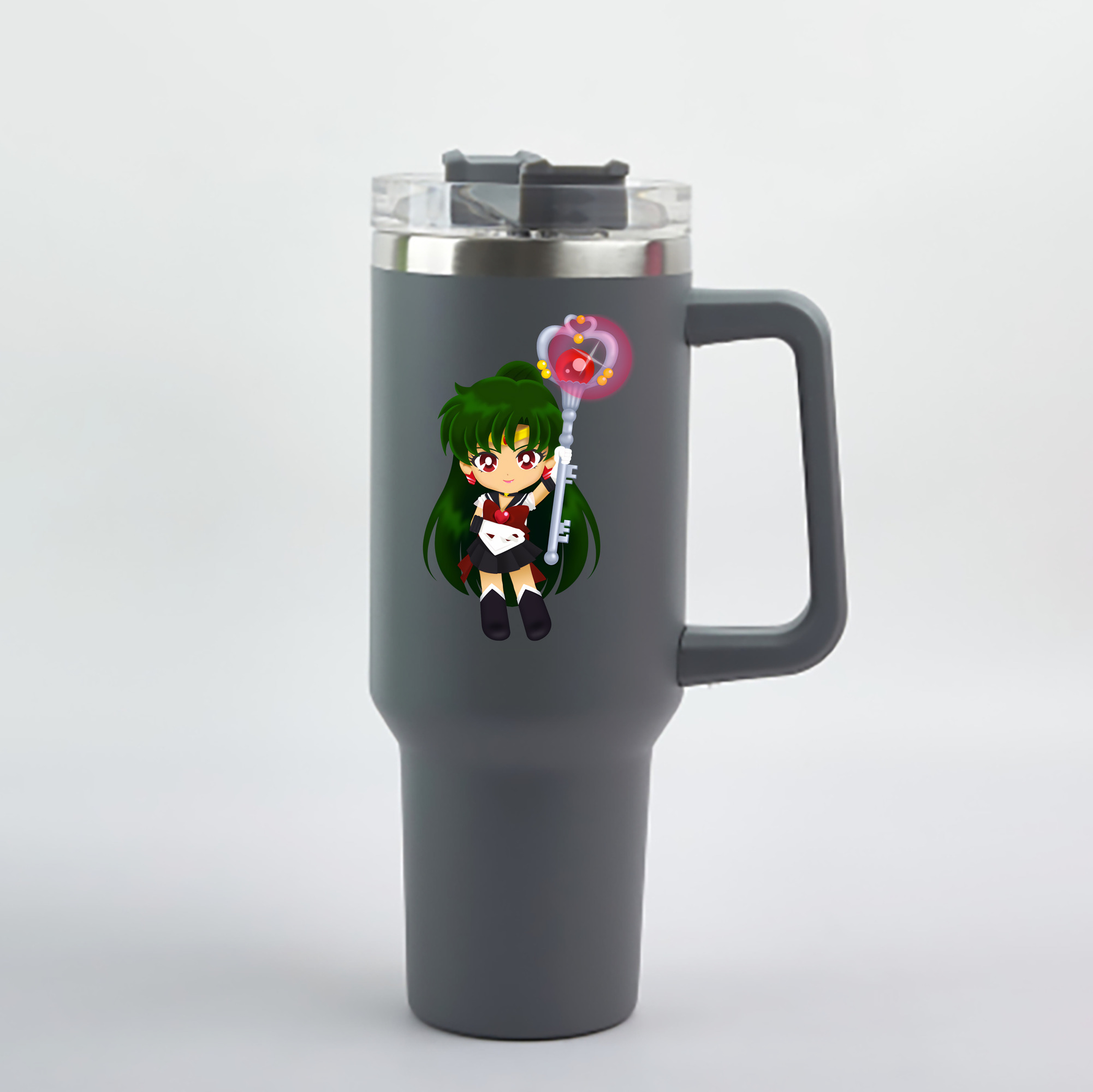 （画像用） 美少女戦士セーラームーン 冥王せつな Sailor Moon Meiou Setsuna 1200mL車用タンブラー - クリスタルステッカー（プラスチックストロー付き）
