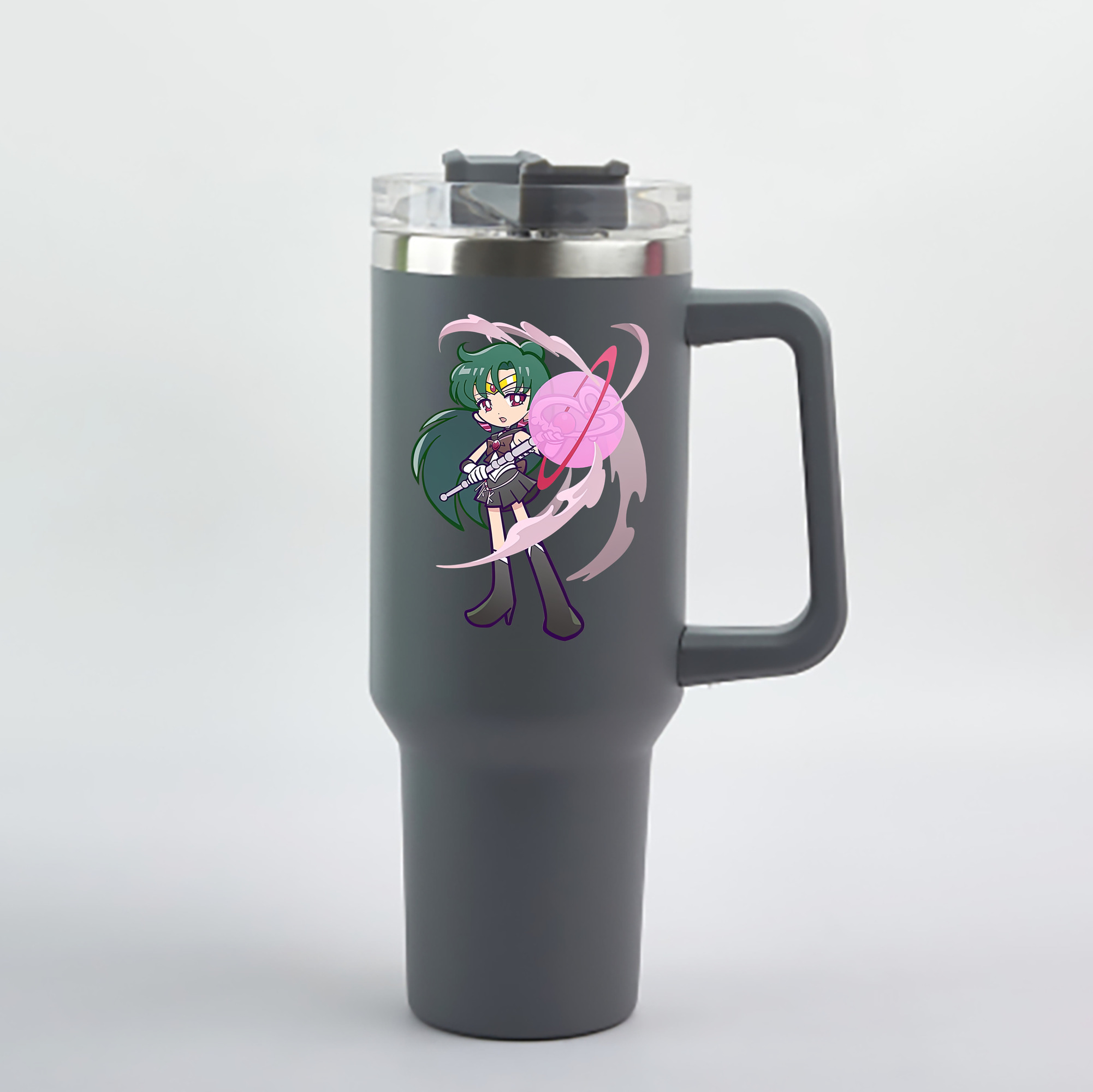 （画像用） 美少女戦士セーラームーン 冥王せつな Sailor Moon Meiou Setsuna 1200mL車用タンブラー - クリスタルステッカー（プラスチックストロー付き）
