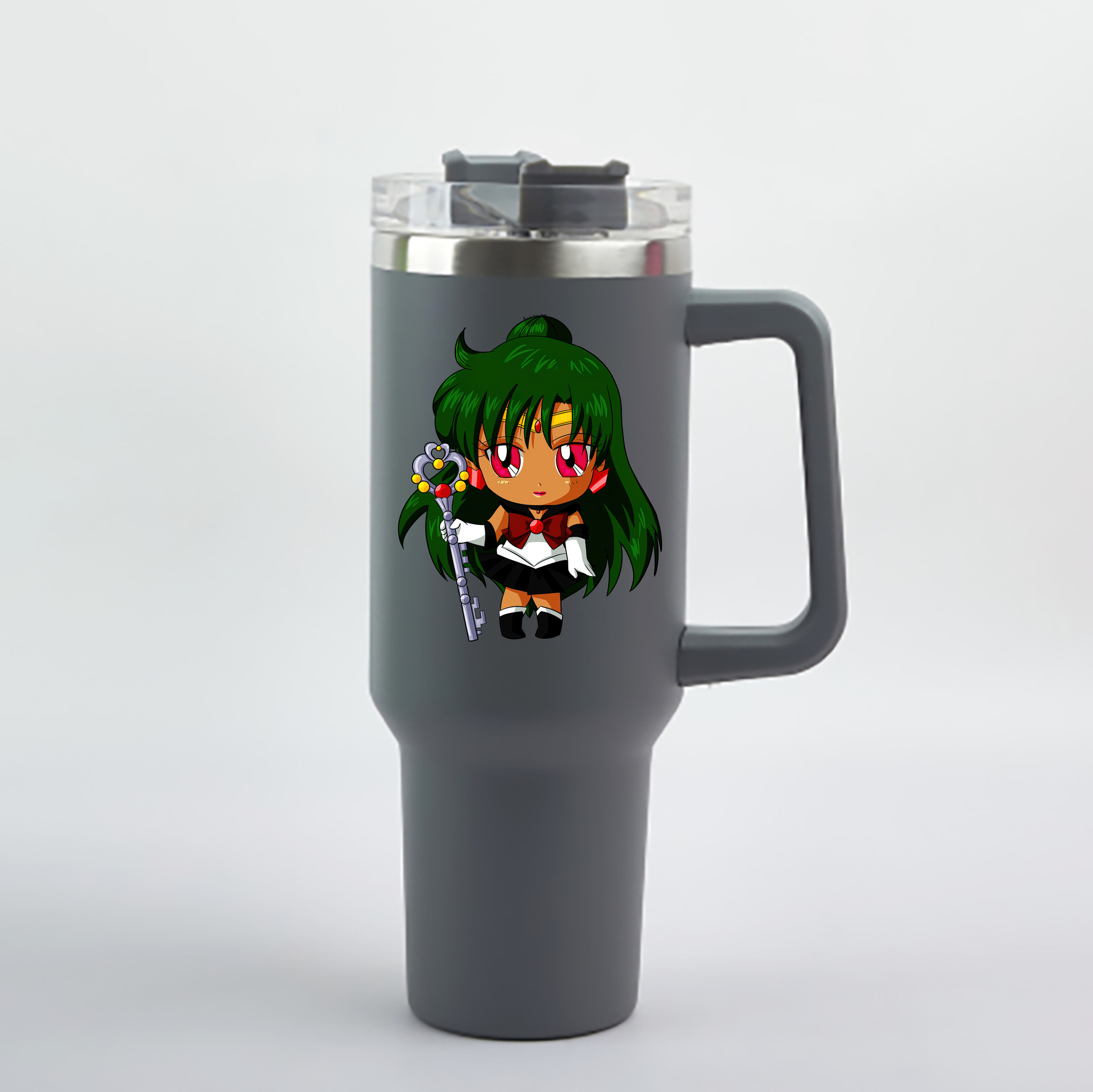 （画像用） 美少女戦士セーラームーン 冥王せつな Sailor Moon Meiou Setsuna 1200mL車用タンブラー - クリスタルステッカー（プラスチックストロー付き）