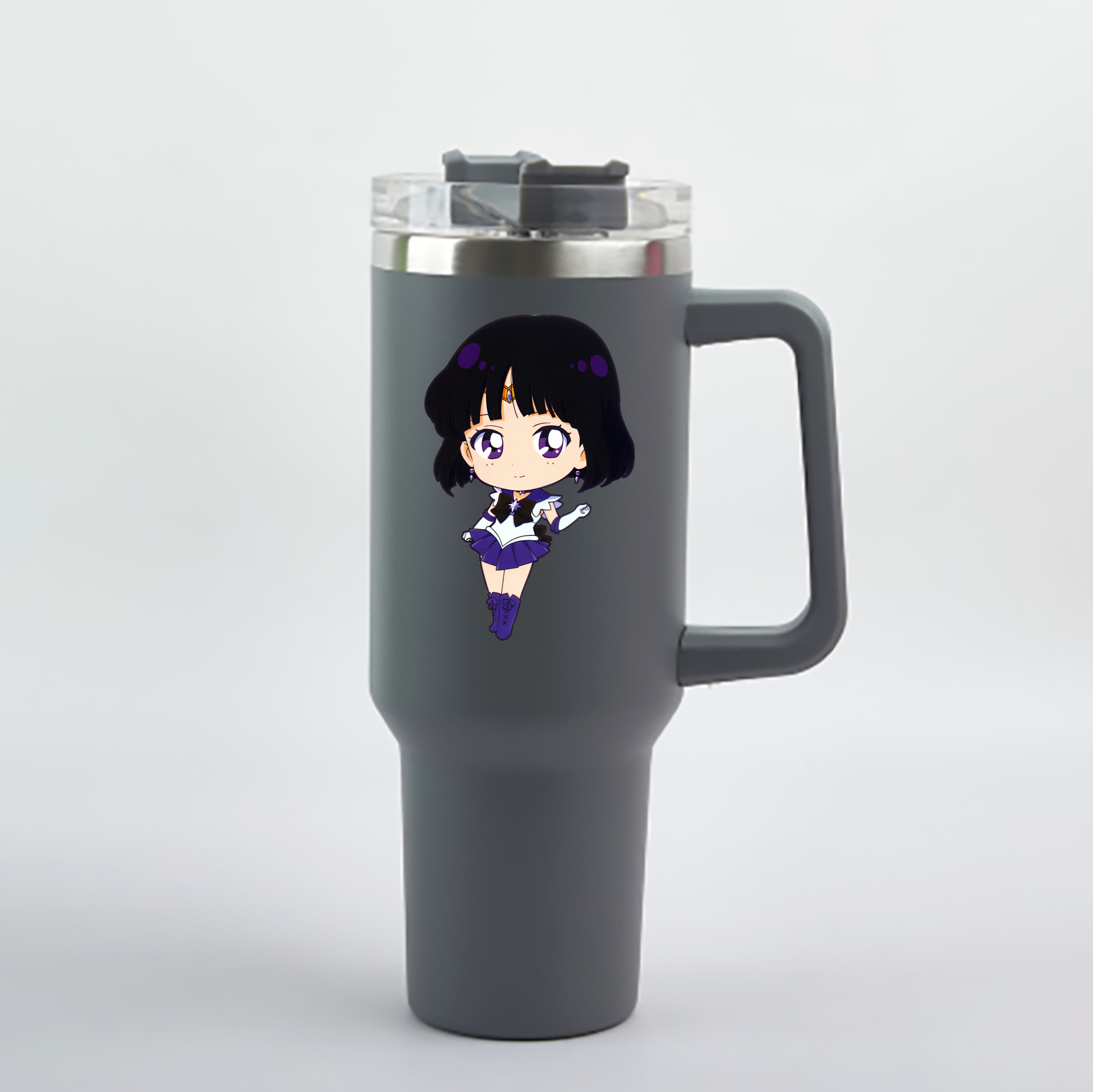 （画像用） 美少女戦士セーラームーン 土萠ほたる Sailor Moon Tomoe Hotaru （セーラーサターン；Sailor Saturn） 1200mL車用タンブラー - クリスタルステッカー（プラスチックストロー付き）