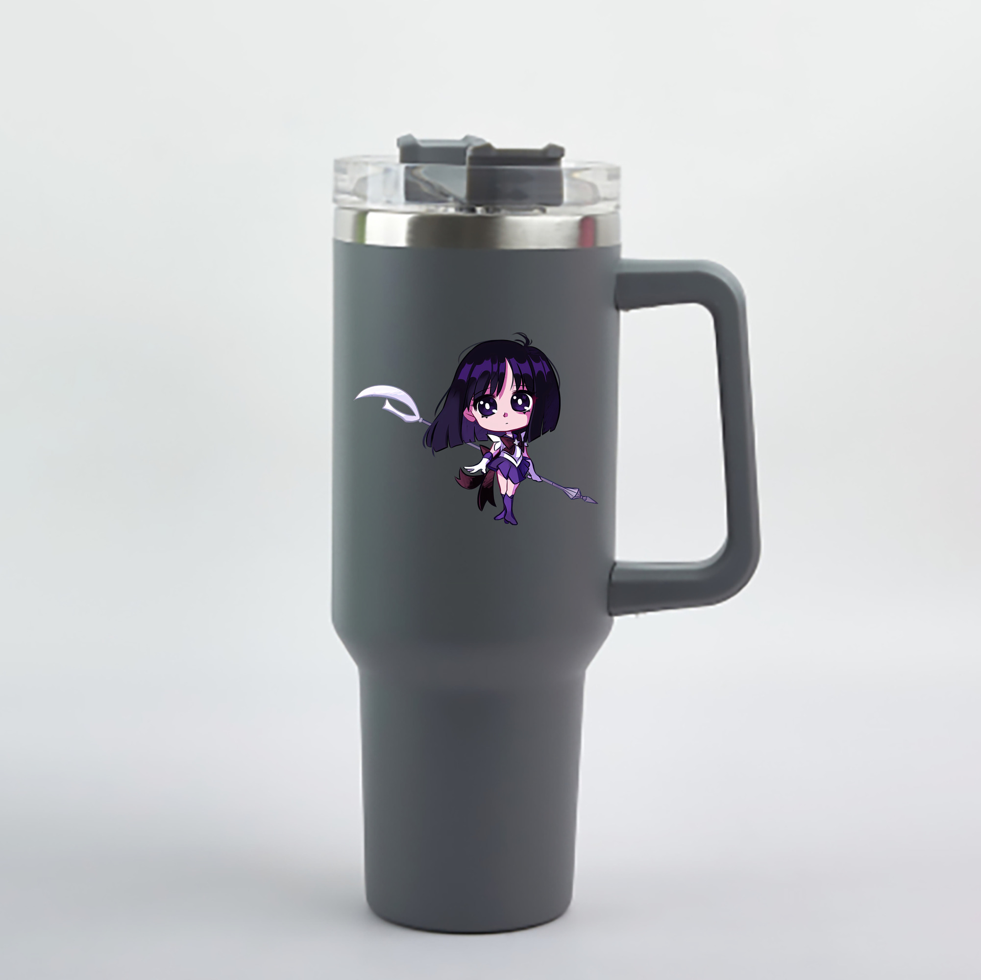 （画像用） 美少女戦士セーラームーン 土萠ほたる Sailor Moon Tomoe Hotaru （セーラーサターン；Sailor Saturn） 1200mL車用タンブラー - クリスタルステッカー（プラスチックストロー付き）