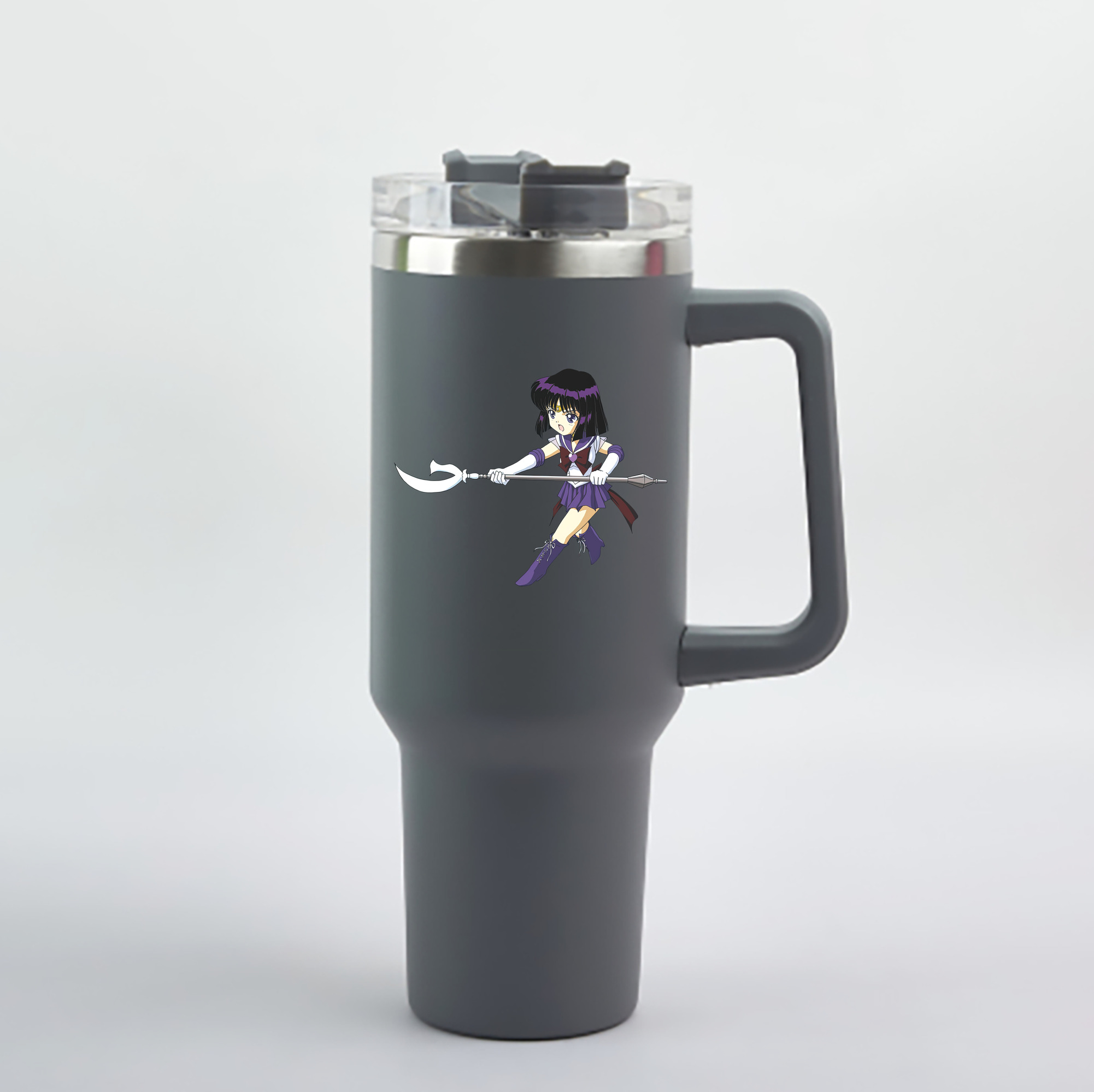 （画像用） 美少女戦士セーラームーン 土萠ほたる Sailor Moon Tomoe Hotaru （セーラーサターン；Sailor Saturn） 1200mL車用タンブラー - クリスタルステッカー（プラスチックストロー付き）