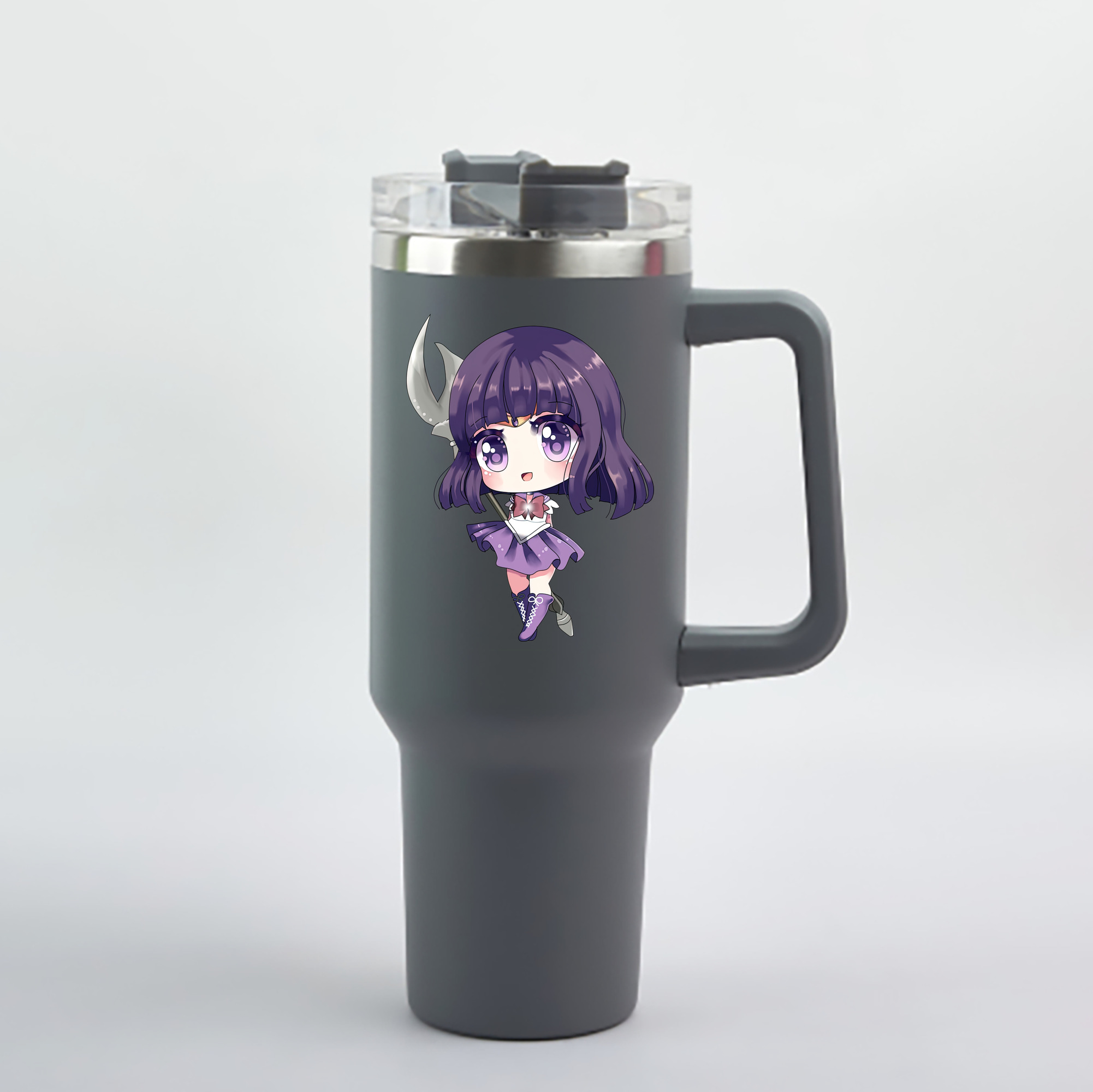 （画像用） 美少女戦士セーラームーン 土萠ほたる Sailor Moon Tomoe Hotaru （セーラーサターン；Sailor Saturn） 1200mL車用タンブラー - クリスタルステッカー（プラスチックストロー付き）
