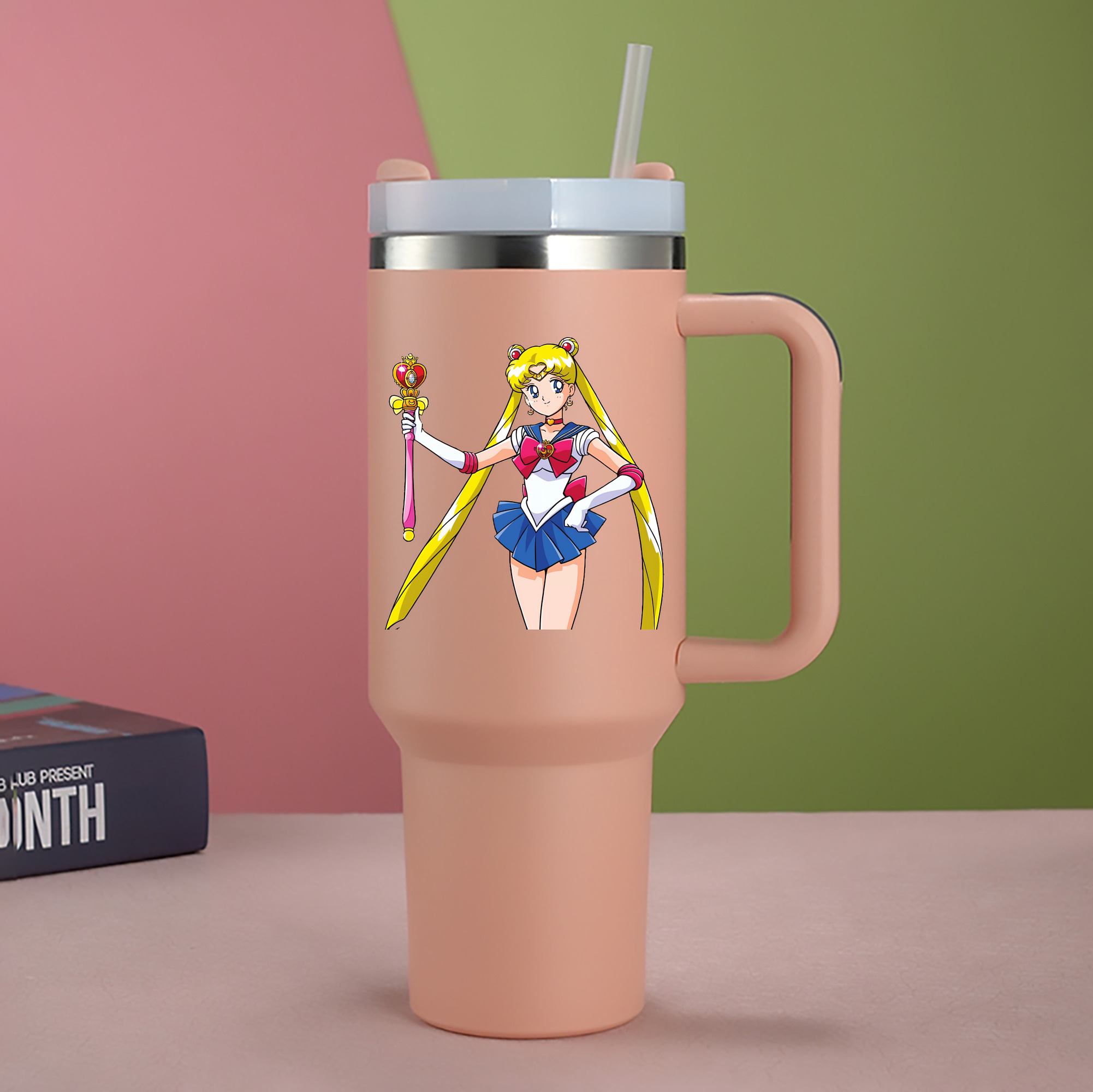 （画像用） 美少女戦士セーラームーン 月野 うさぎ つきの うさぎ Sailor Moon Tsukino Usagi 1200mL車用タンブラー - クリスタルステッカー（プラスチックストロー付き）