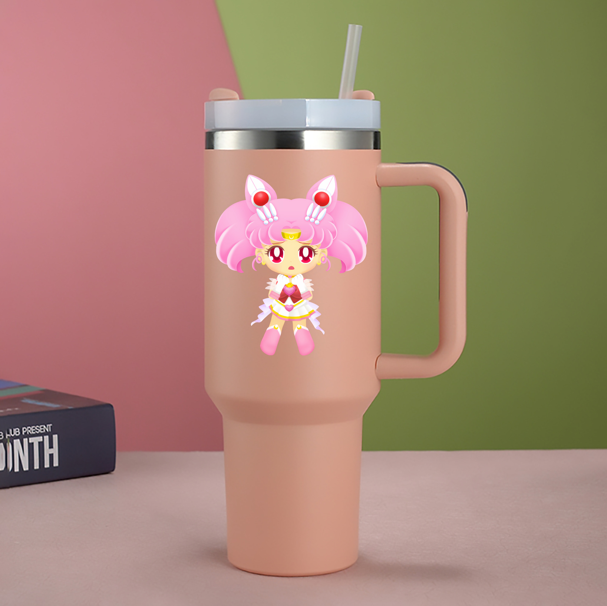 （画像用） 美少女戦士セーラームーン ちびうさ Sailor Moon Chibiusa Tsukino Usagi Small Lady Serenity 1200mL車用タンブラー - クリスタルステッカー（プラスチックストロー付き）
