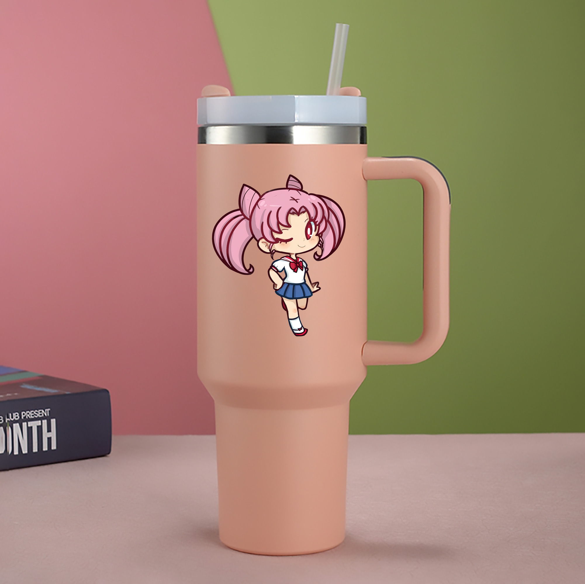 （画像用） 美少女戦士セーラームーン ちびうさ Sailor Moon Chibiusa Tsukino Usagi Small Lady Serenity 1200mL車用タンブラー - クリスタルステッカー（プラスチックストロー付き）