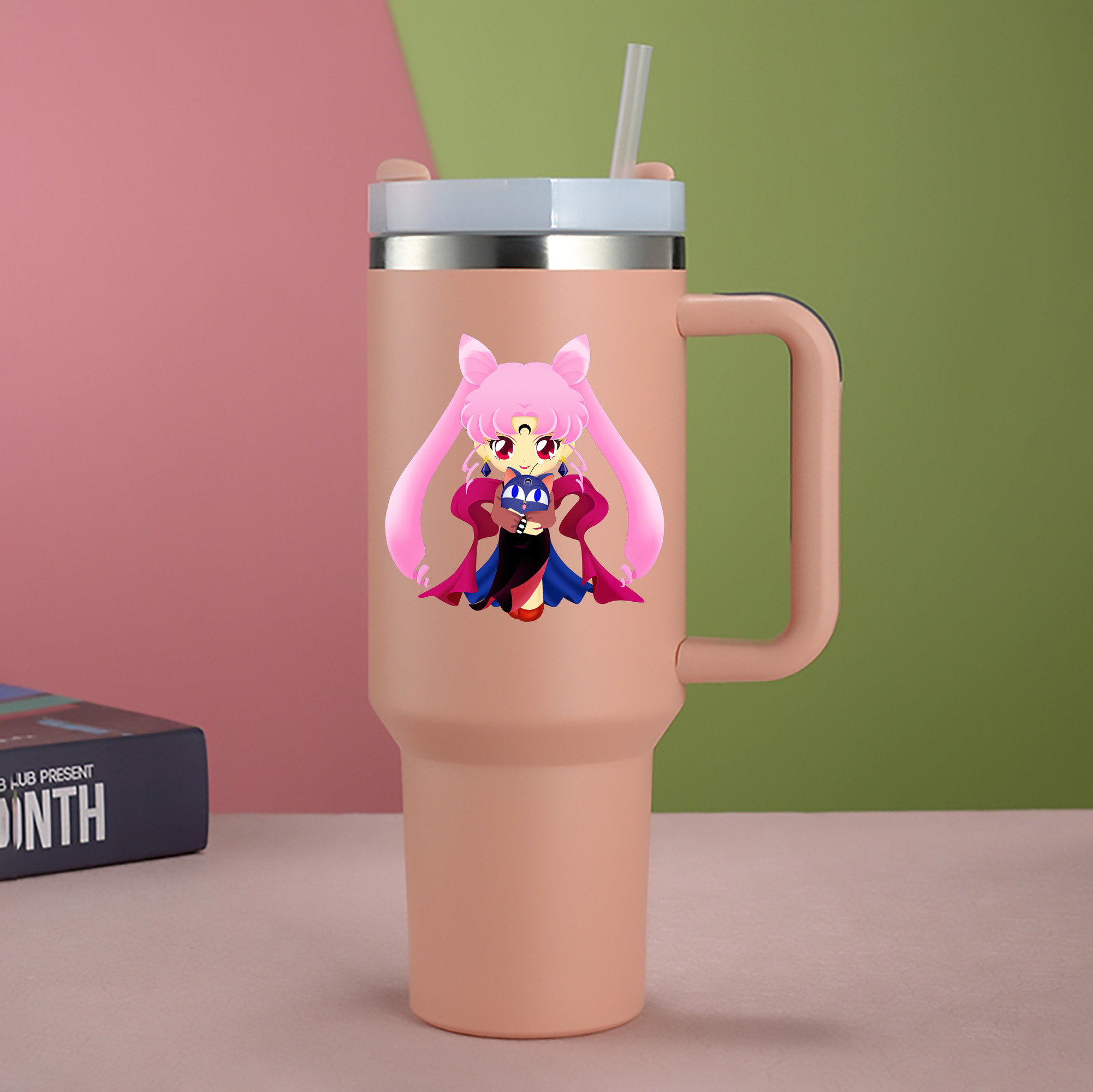（画像用） 美少女戦士セーラームーン ちびうさ Sailor Moon Chibiusa Tsukino Usagi Small Lady Serenity 1200mL車用タンブラー - クリスタルステッカー（プラスチックストロー付き）