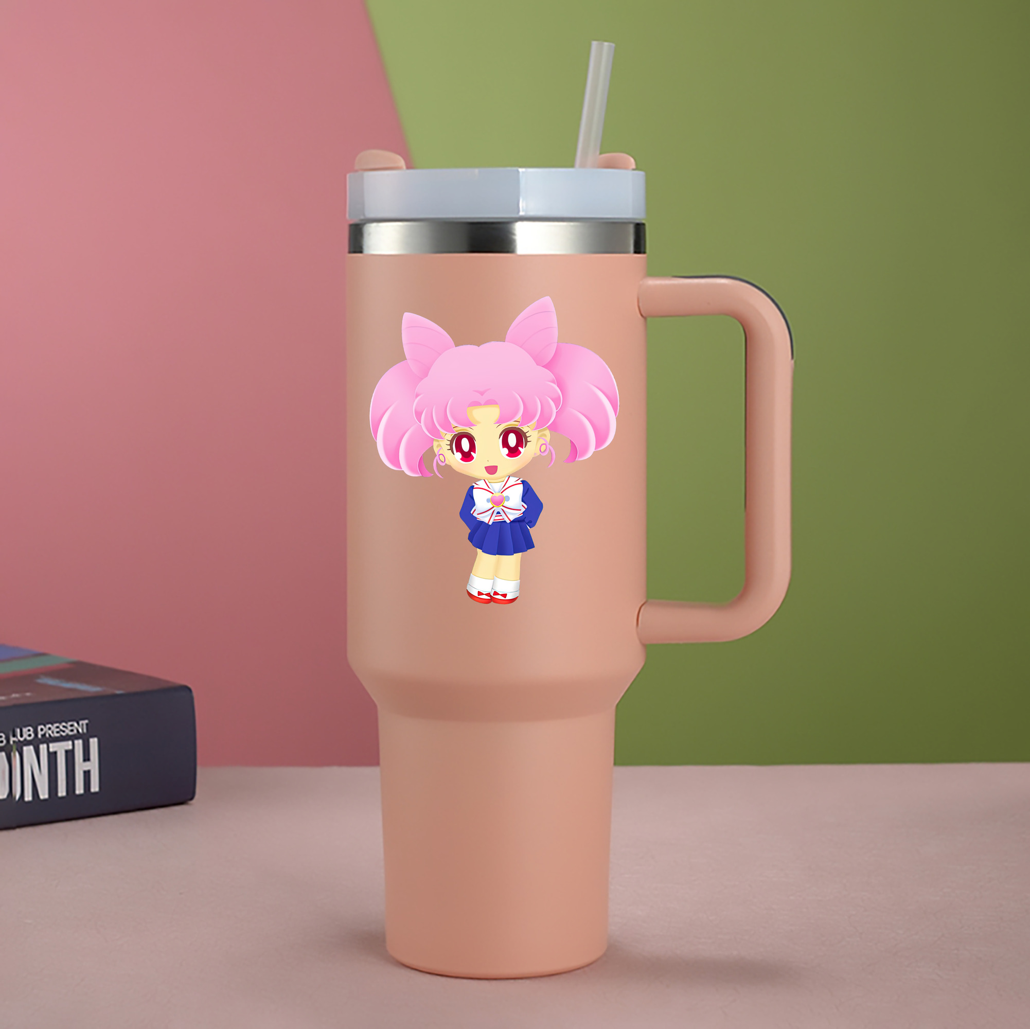 （画像用） 美少女戦士セーラームーン ちびうさ Sailor Moon Chibiusa Tsukino Usagi Small Lady Serenity 1200mL車用タンブラー - クリスタルステッカー（プラスチックストロー付き）