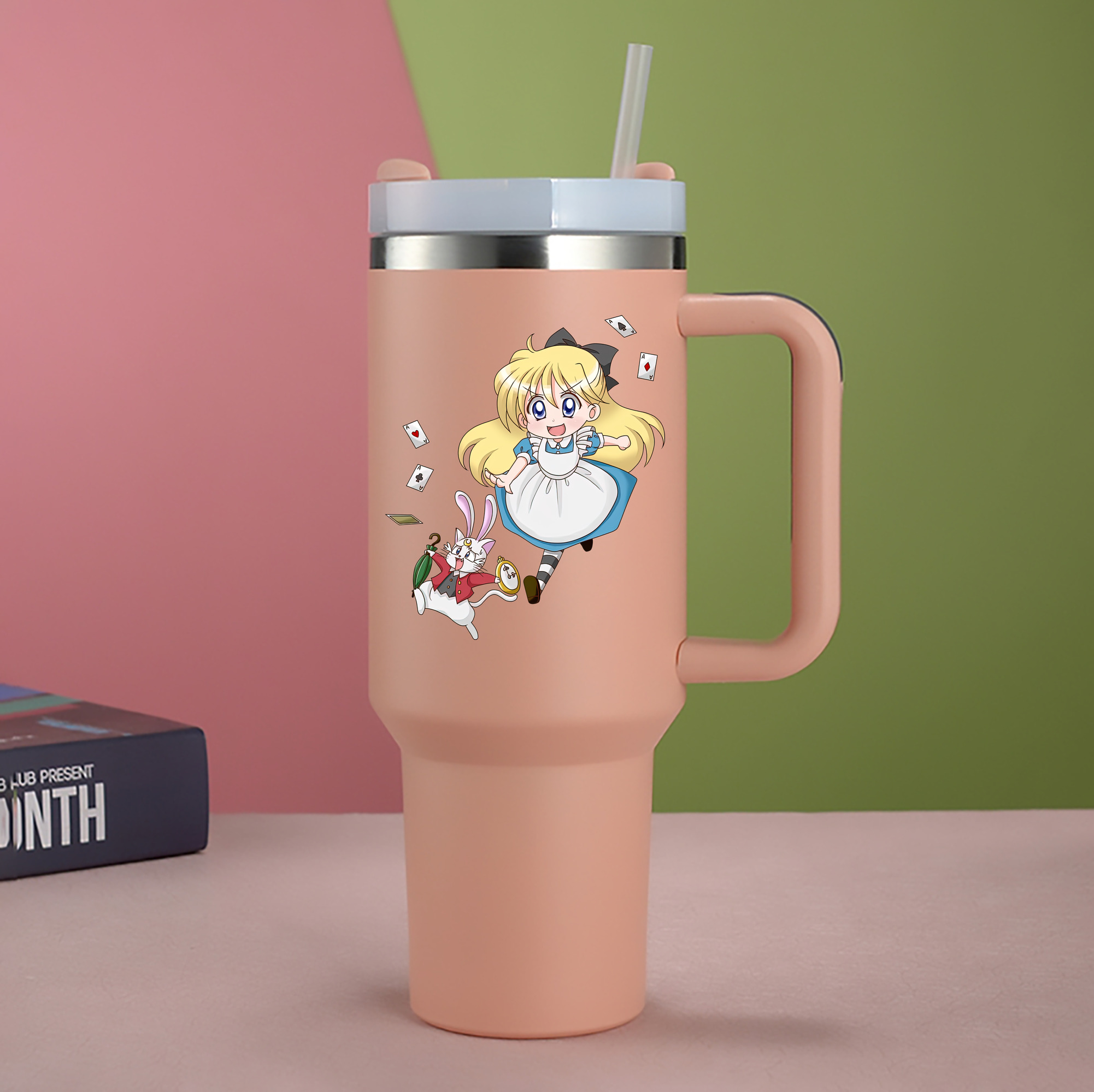 （画像用） 美少女戦士セーラームーン 愛野 美奈子 あいの みなこ Sailor Moon Aino Minako 1200mL車用タンブラー - クリスタルステッカー（プラスチックストロー付き）