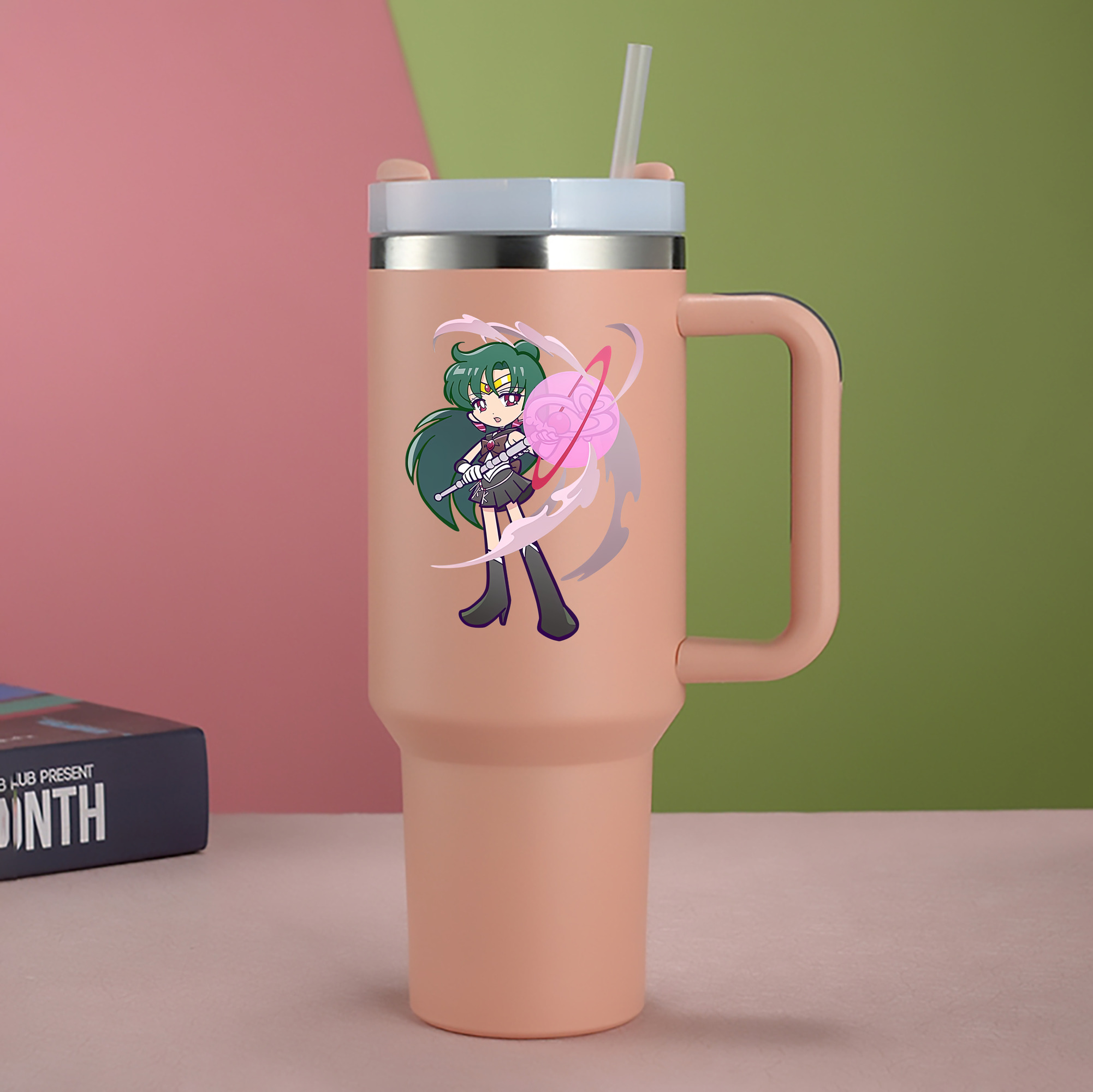 （画像用） 美少女戦士セーラームーン 冥王せつな Sailor Moon Meiou Setsuna 1200mL車用タンブラー - クリスタルステッカー（プラスチックストロー付き）