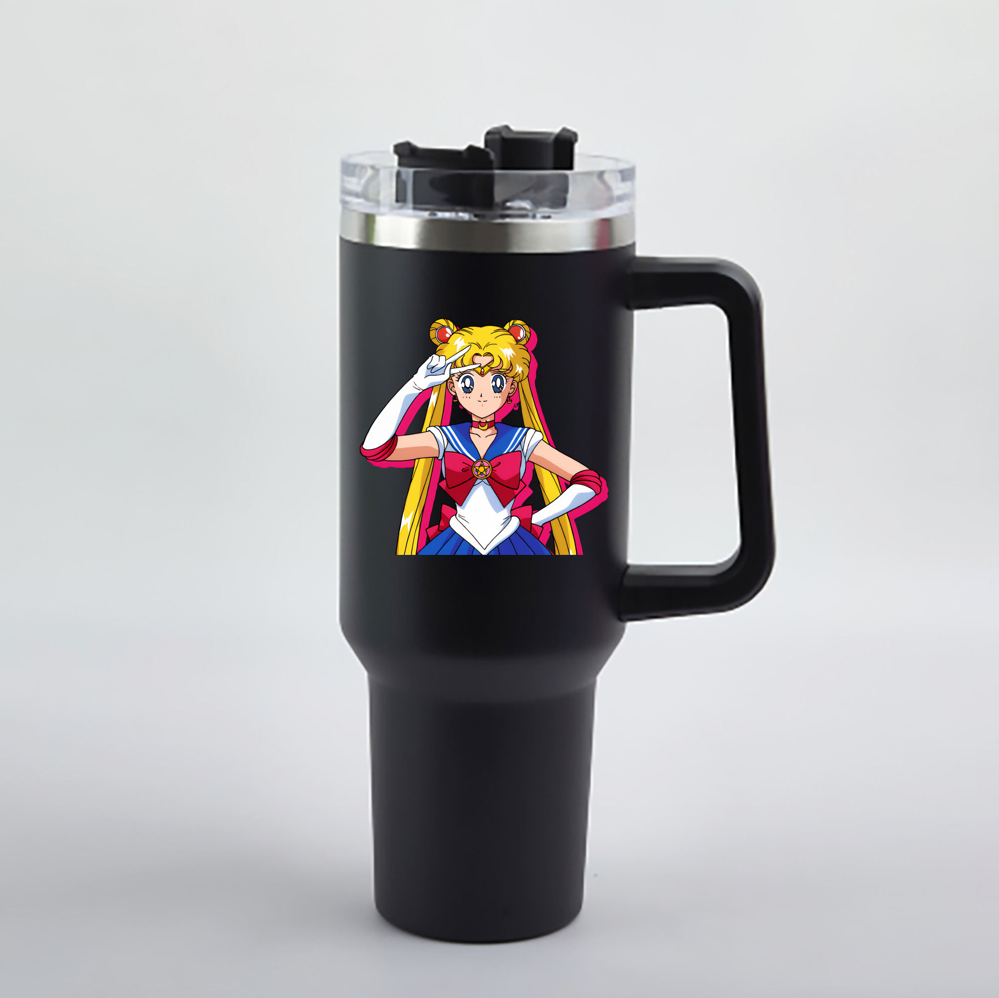 （画像用） 美少女戦士セーラームーン 月野 うさぎ つきの うさぎ Sailor Moon Tsukino Usagi 1200mL車用タンブラー - クリスタルステッカー（プラスチックストロー付き）