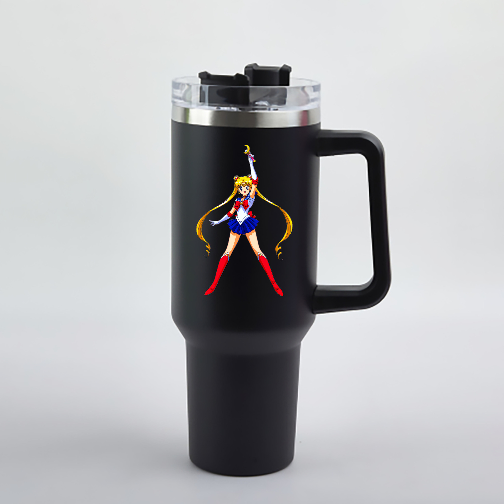 （画像用） 美少女戦士セーラームーン 月野 うさぎ つきの うさぎ Sailor Moon Tsukino Usagi 1200mL車用タンブラー - クリスタルステッカー（プラスチックストロー付き）