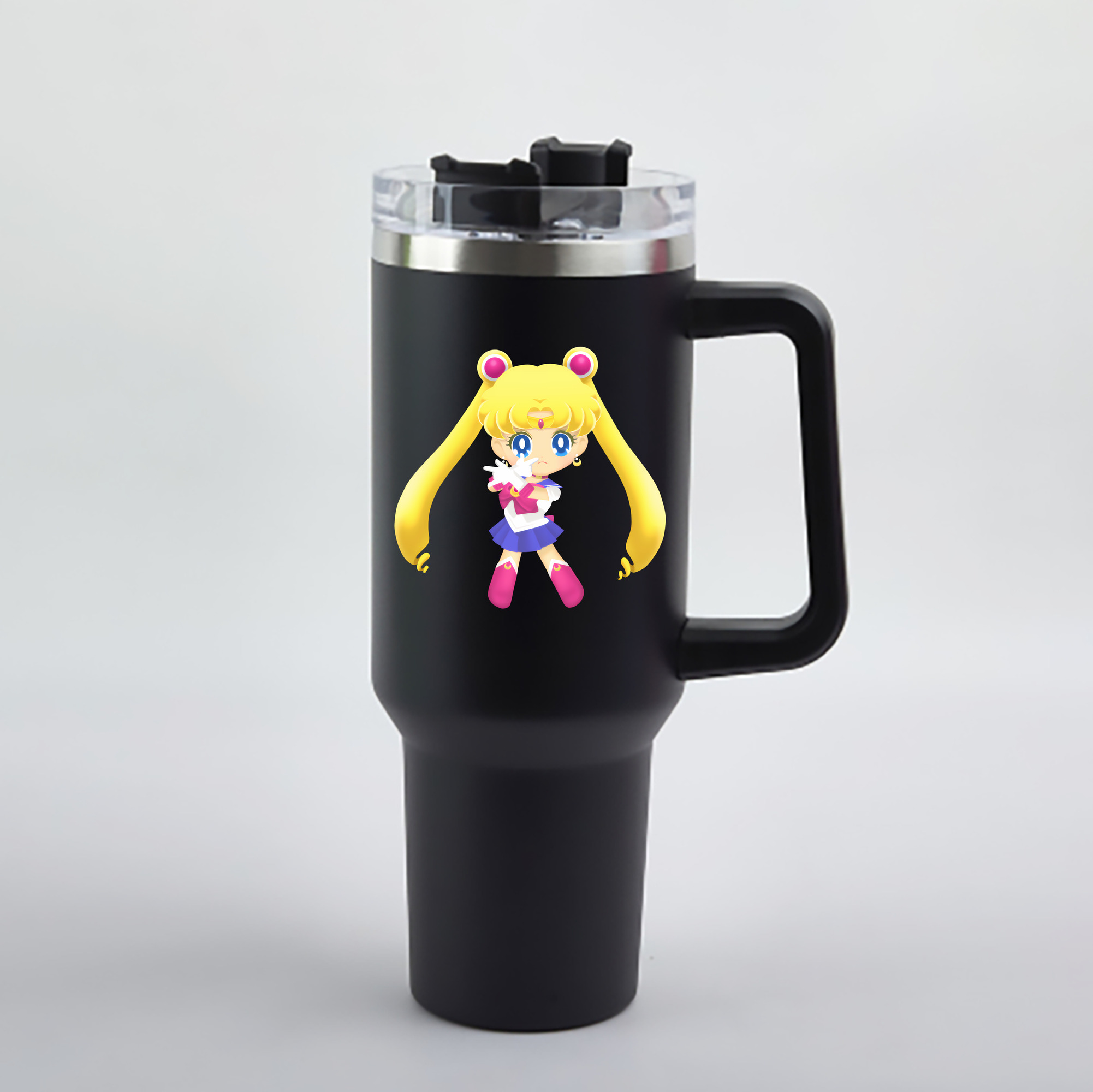 （画像用） 美少女戦士セーラームーン 月野 うさぎ つきの うさぎ Sailor Moon Tsukino Usagi 1200mL車用タンブラー - クリスタルステッカー（プラスチックストロー付き）