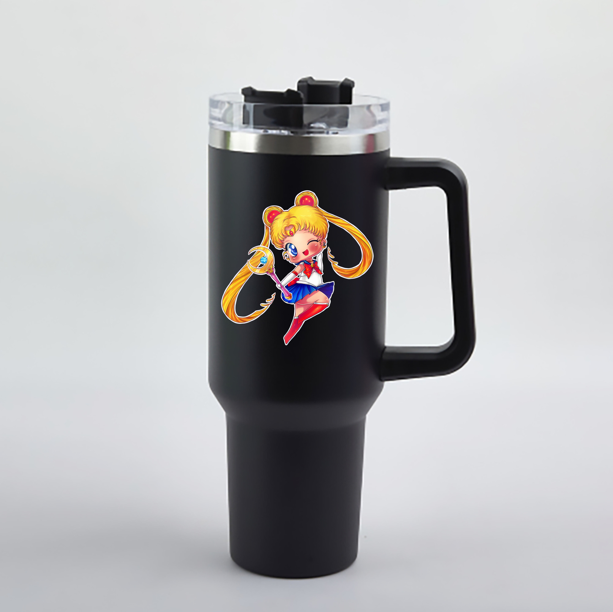 （画像用） 美少女戦士セーラームーン 月野 うさぎ つきの うさぎ Sailor Moon Tsukino Usagi 1200mL車用タンブラー - クリスタルステッカー（プラスチックストロー付き）