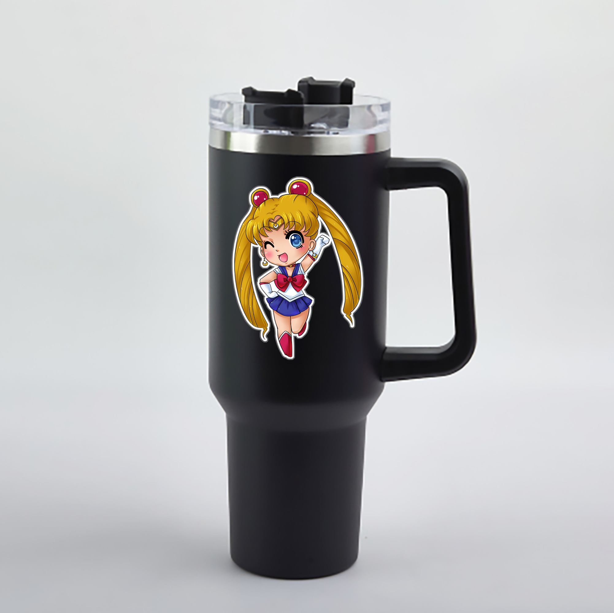 （画像用） 美少女戦士セーラームーン 月野 うさぎ つきの うさぎ Sailor Moon Tsukino Usagi 1200mL車用タンブラー - クリスタルステッカー（プラスチックストロー付き）