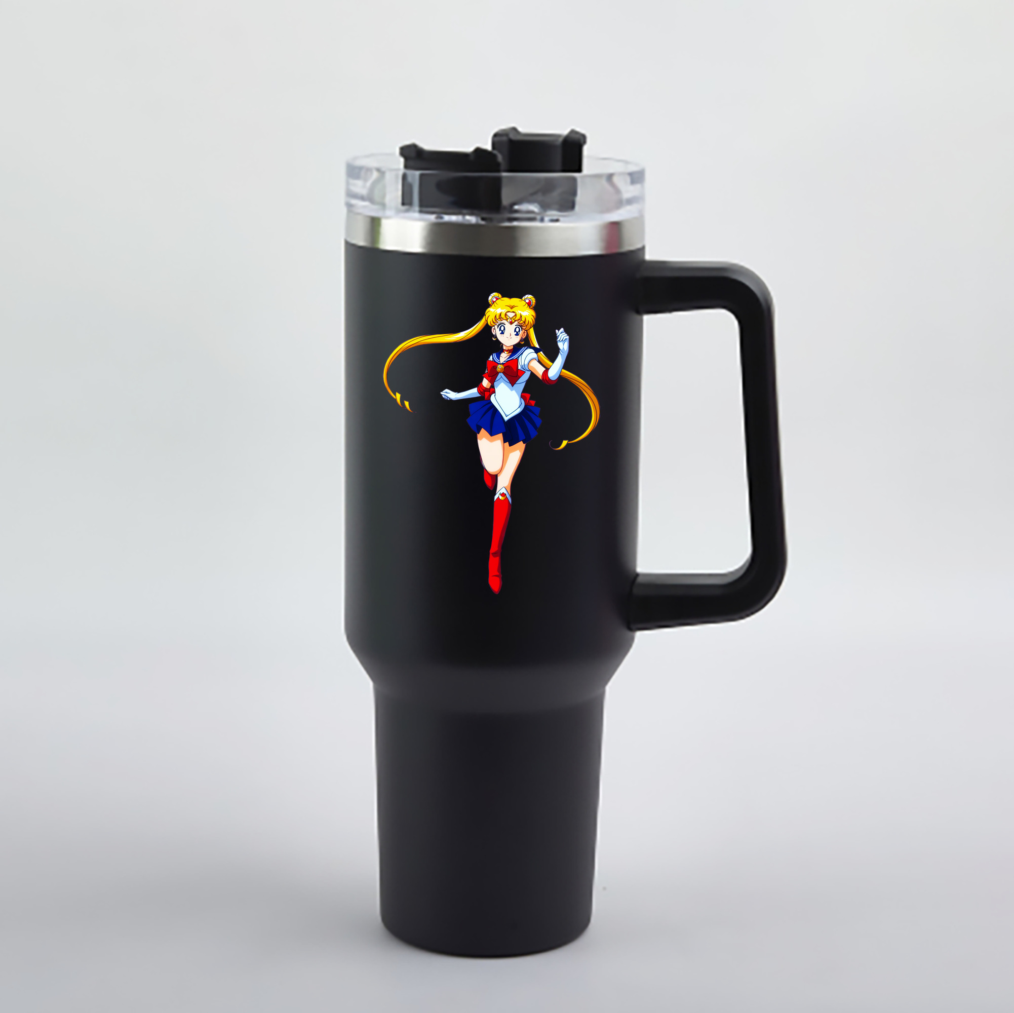 （画像用） 美少女戦士セーラームーン 月野 うさぎ つきの うさぎ Sailor Moon Tsukino Usagi 1200mL車用タンブラー - クリスタルステッカー（プラスチックストロー付き）