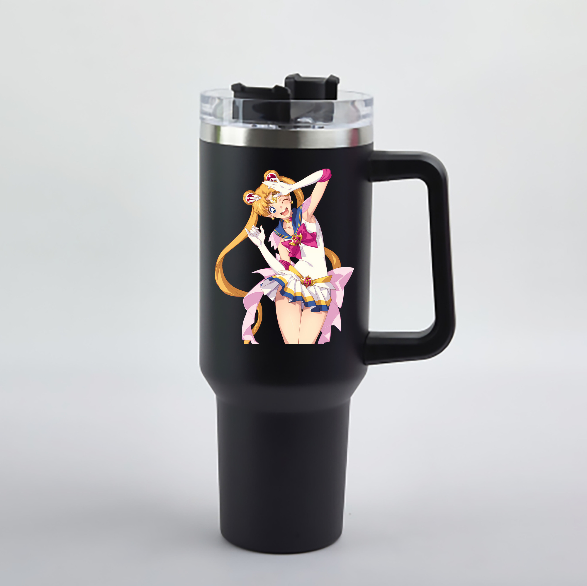 （画像用） 美少女戦士セーラームーン 月野 うさぎ つきの うさぎ Sailor Moon Tsukino Usagi 1200mL車用タンブラー - クリスタルステッカー（プラスチックストロー付き）