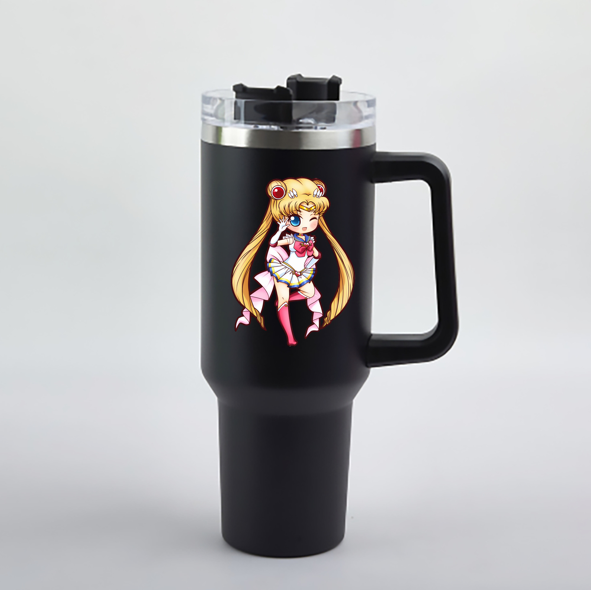 （画像用） 美少女戦士セーラームーン 月野 うさぎ つきの うさぎ Sailor Moon Tsukino Usagi 1200mL車用タンブラー - クリスタルステッカー（プラスチックストロー付き）