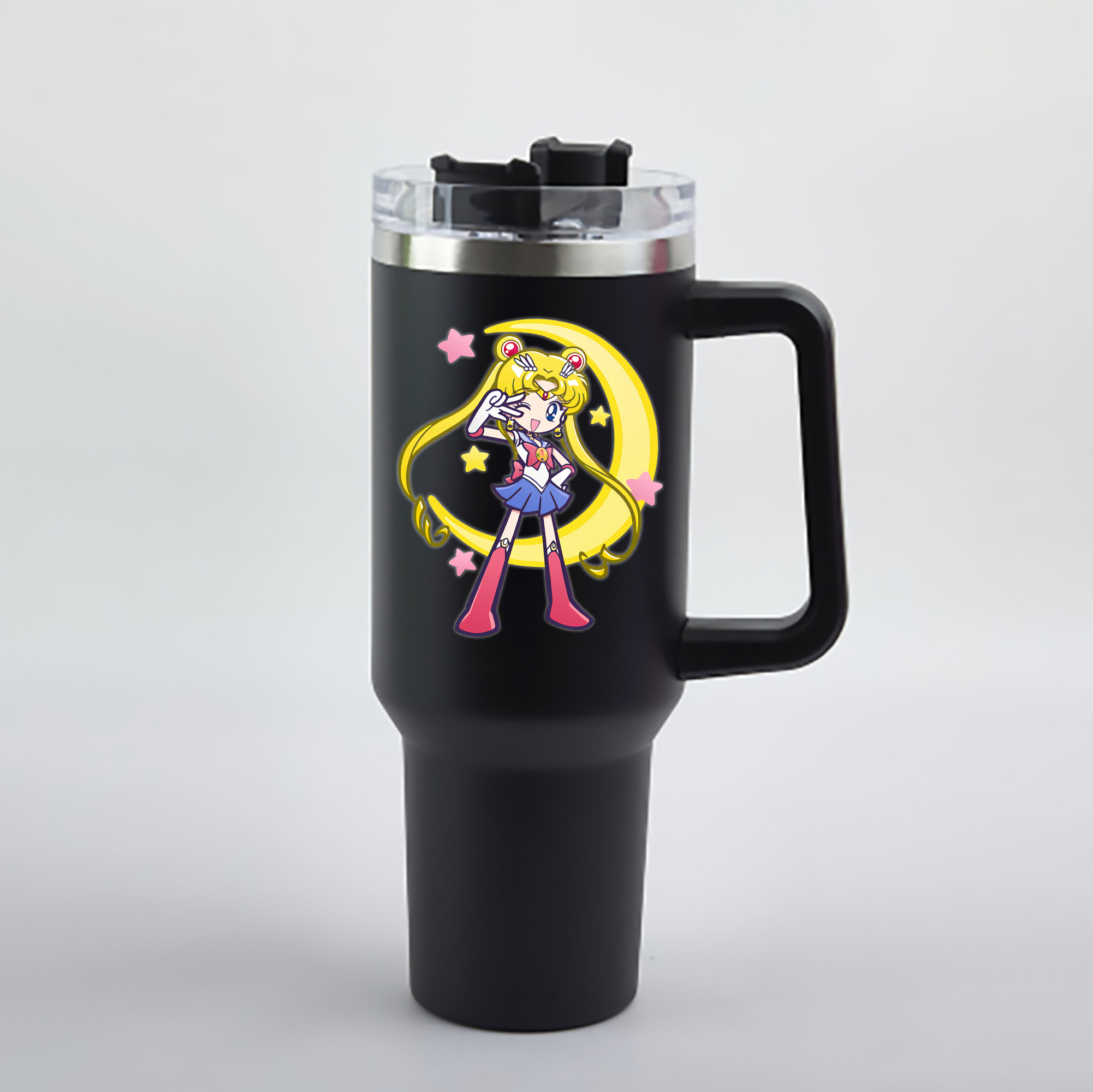 （画像用） 美少女戦士セーラームーン 月野 うさぎ つきの うさぎ Sailor Moon Tsukino Usagi 1200mL車用タンブラー - クリスタルステッカー（プラスチックストロー付き）