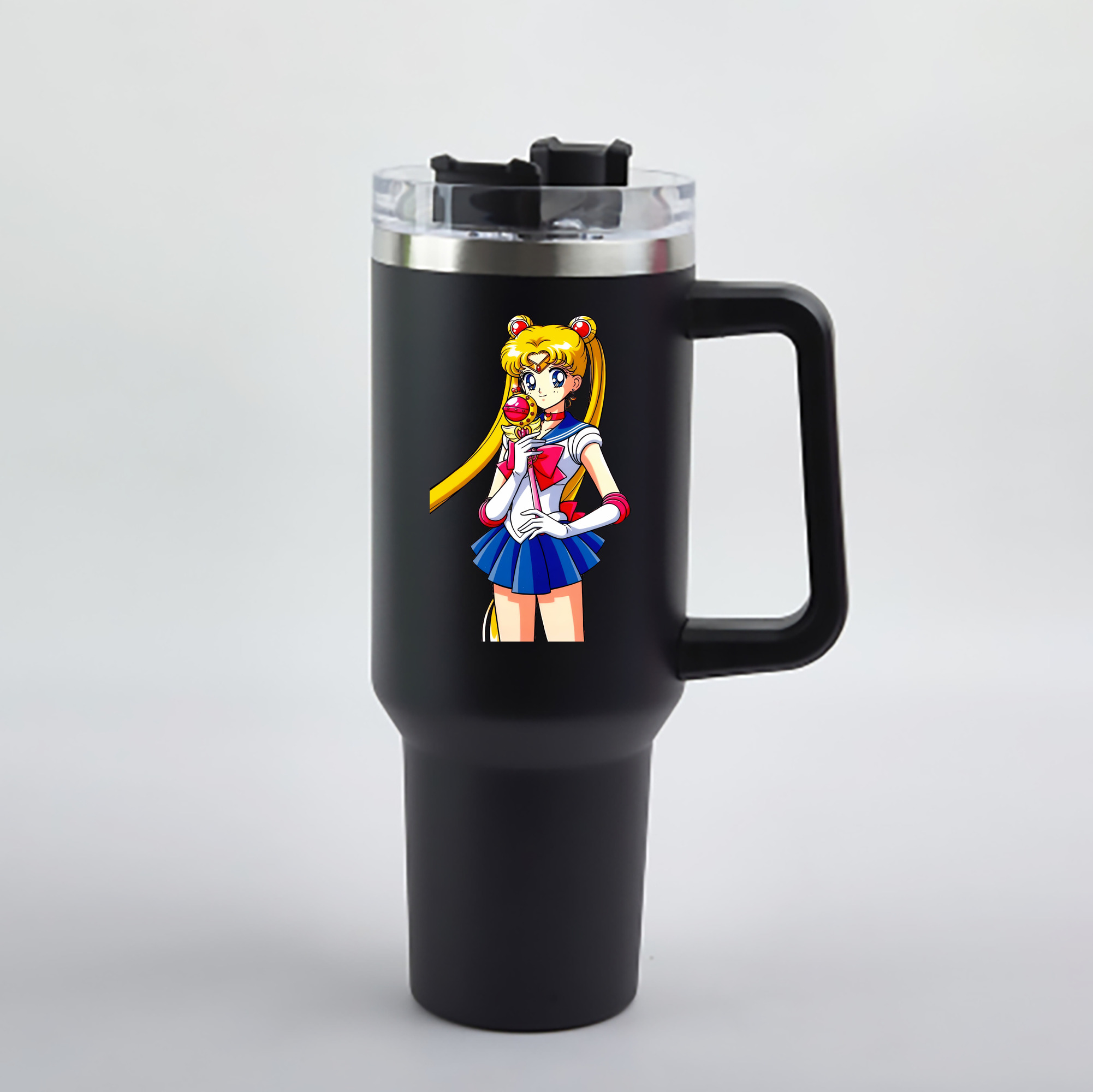 （画像用） 美少女戦士セーラームーン 月野 うさぎ つきの うさぎ Sailor Moon Tsukino Usagi 1200mL車用タンブラー - クリスタルステッカー（プラスチックストロー付き）