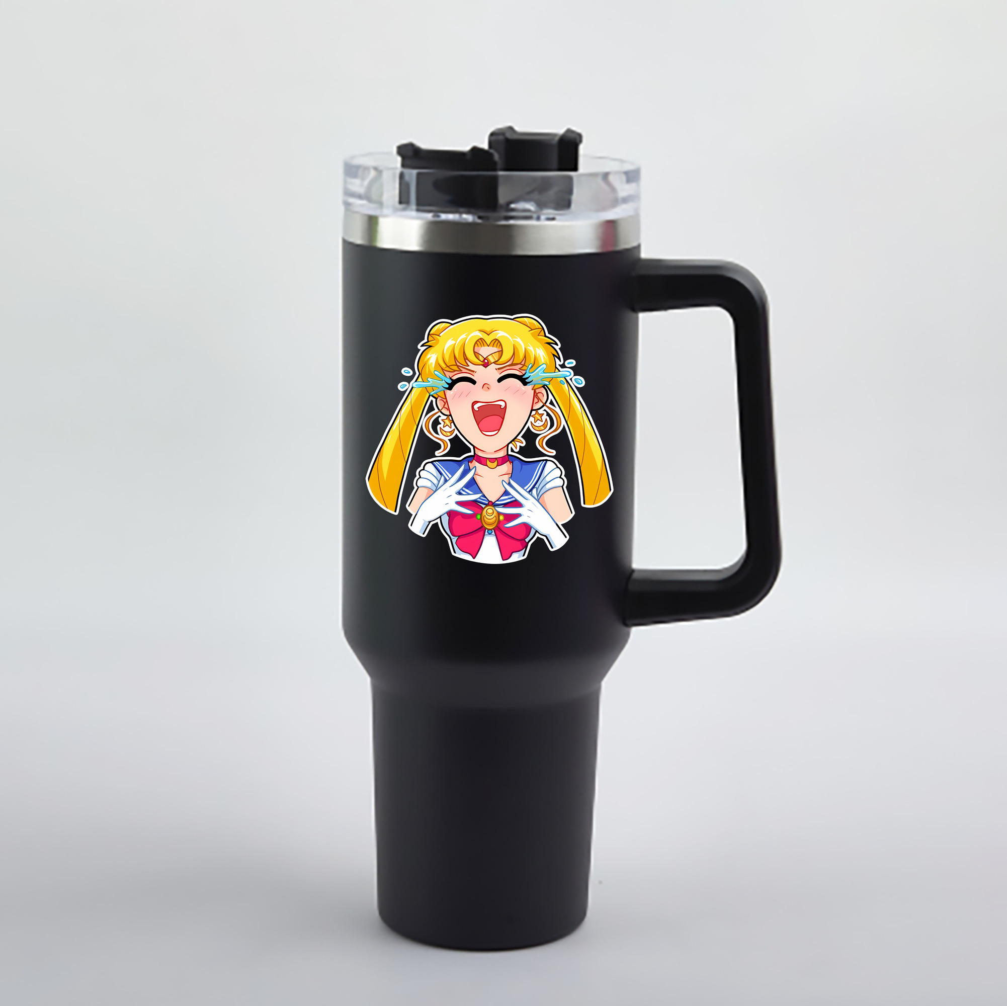 （画像用） 美少女戦士セーラームーン 月野 うさぎ つきの うさぎ Sailor Moon Tsukino Usagi 1200mL車用タンブラー - クリスタルステッカー（プラスチックストロー付き）