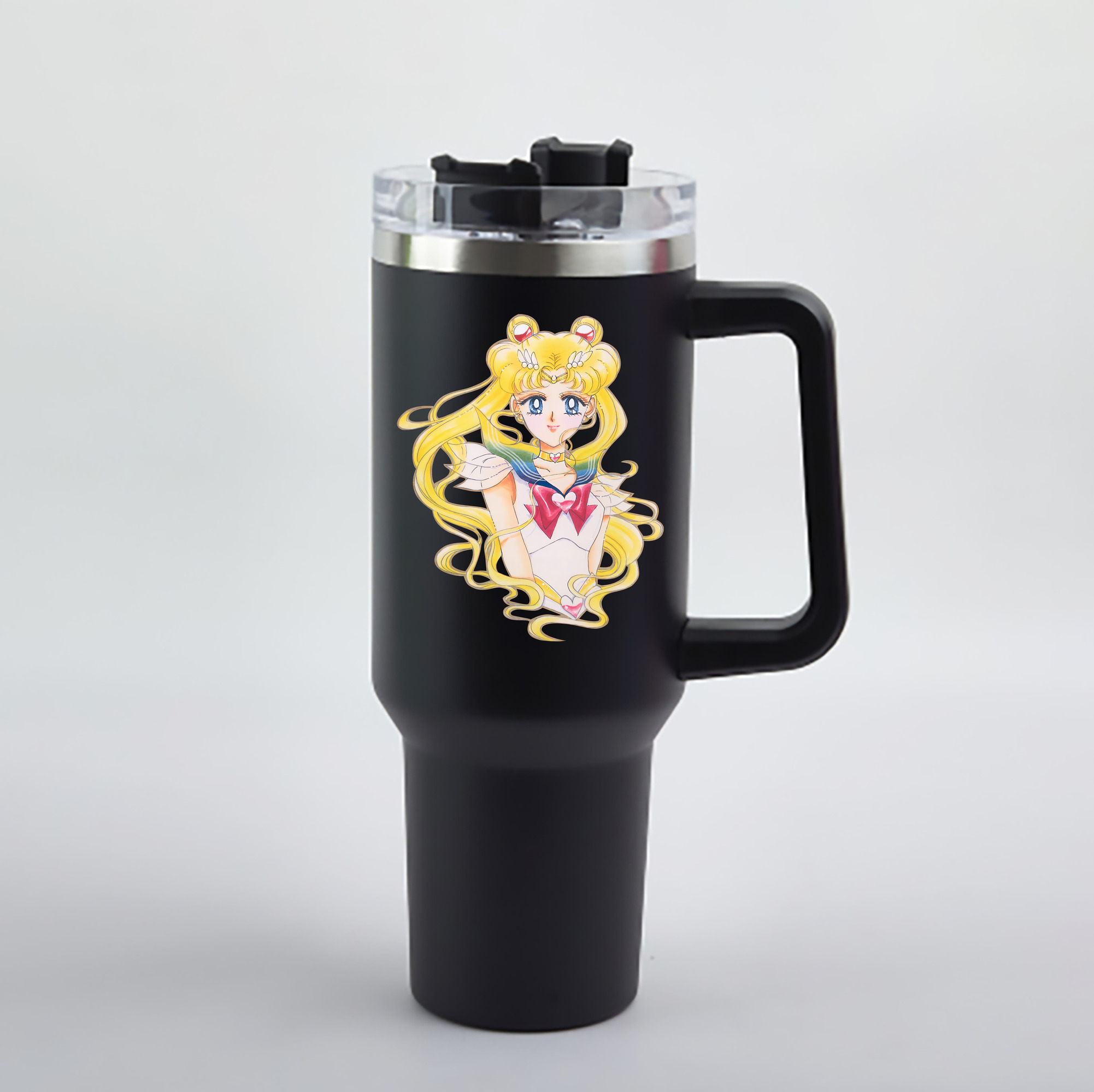 （画像用） 美少女戦士セーラームーン 月野 うさぎ つきの うさぎ Sailor Moon Tsukino Usagi 1200mL車用タンブラー - クリスタルステッカー（プラスチックストロー付き）