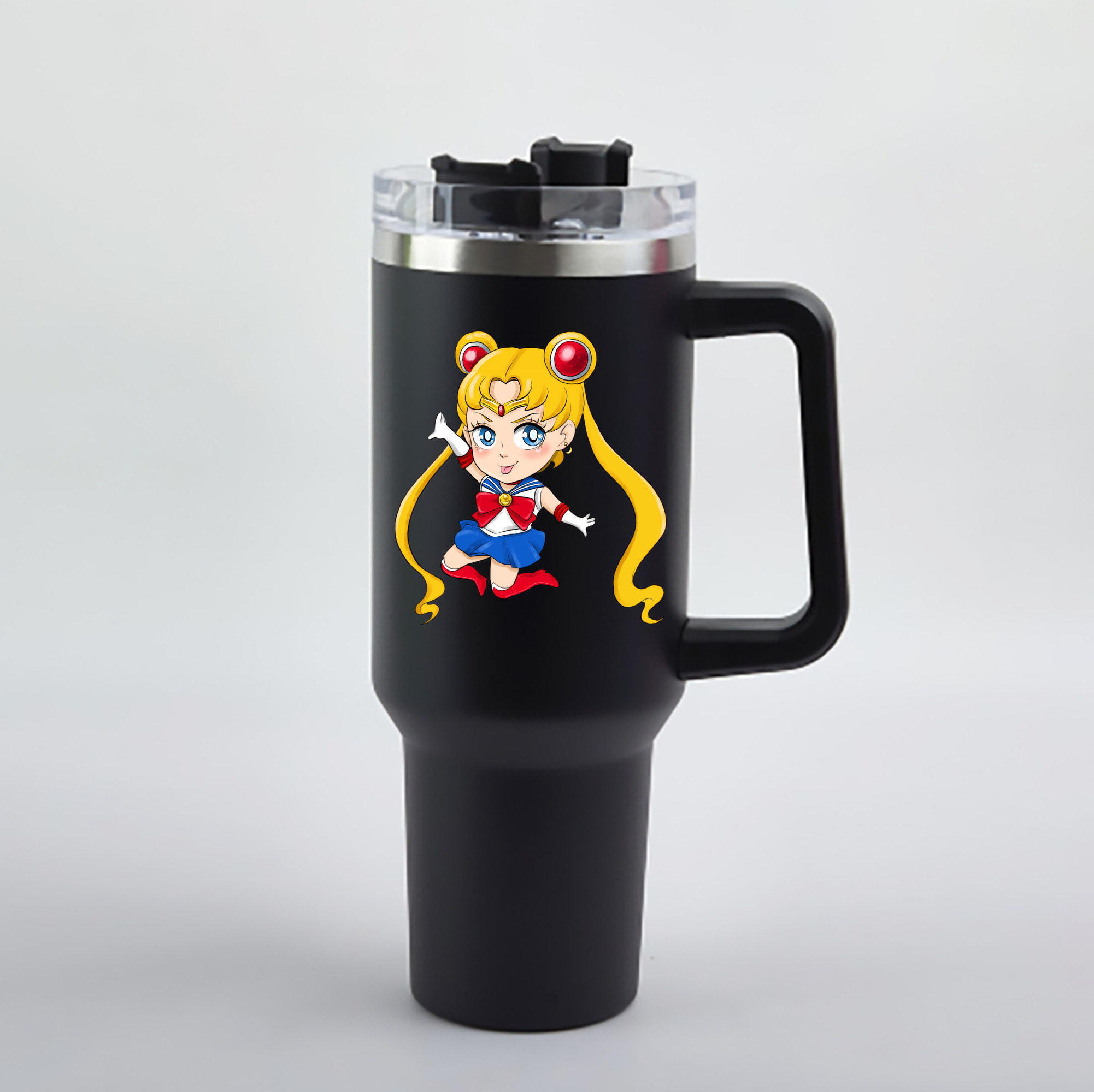 （画像用） 美少女戦士セーラームーン 月野 うさぎ つきの うさぎ Sailor Moon Tsukino Usagi 1200mL車用タンブラー - クリスタルステッカー（プラスチックストロー付き）