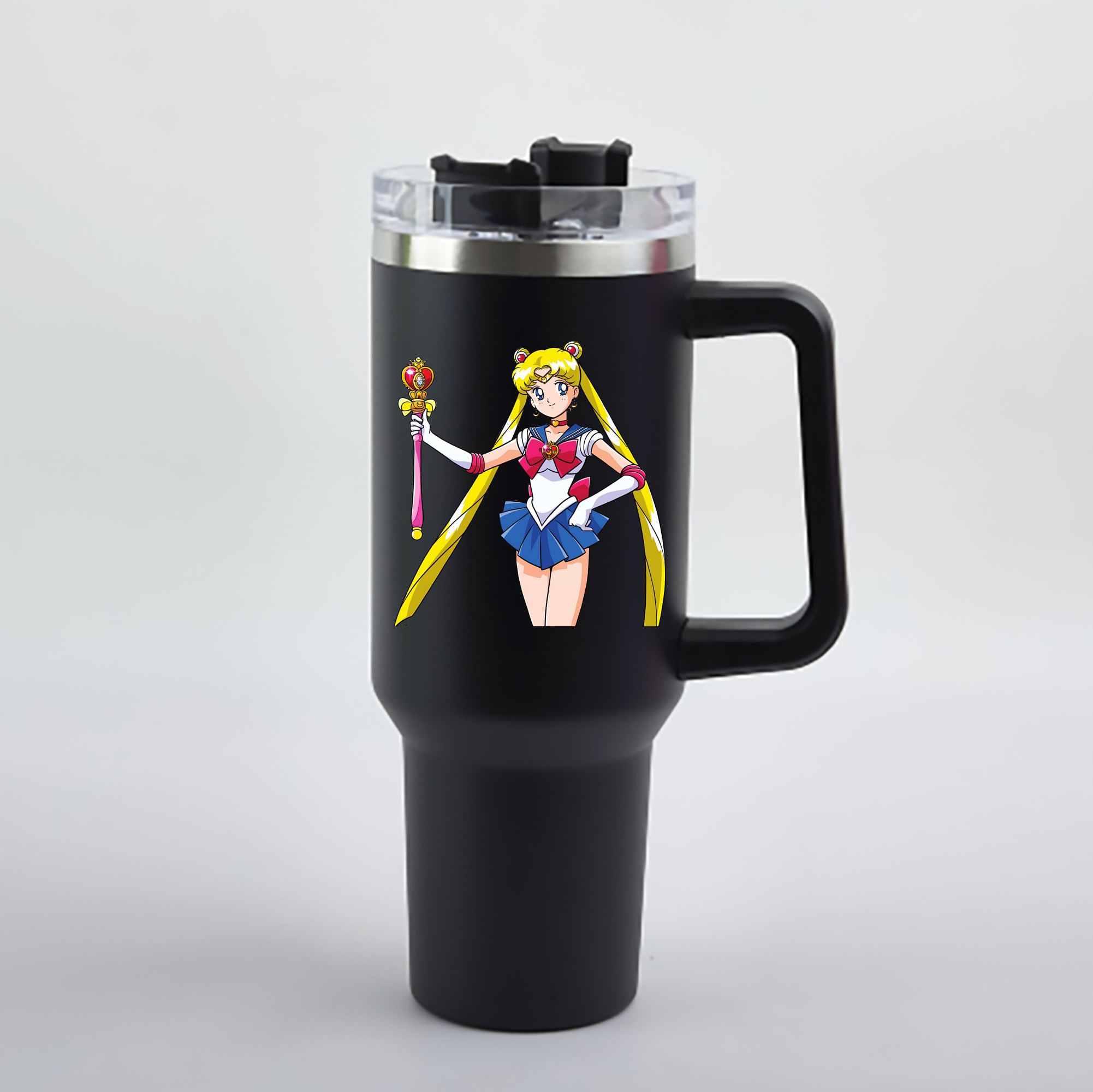 （画像用） 美少女戦士セーラームーン 月野 うさぎ つきの うさぎ Sailor Moon Tsukino Usagi 1200mL車用タンブラー - クリスタルステッカー（プラスチックストロー付き）