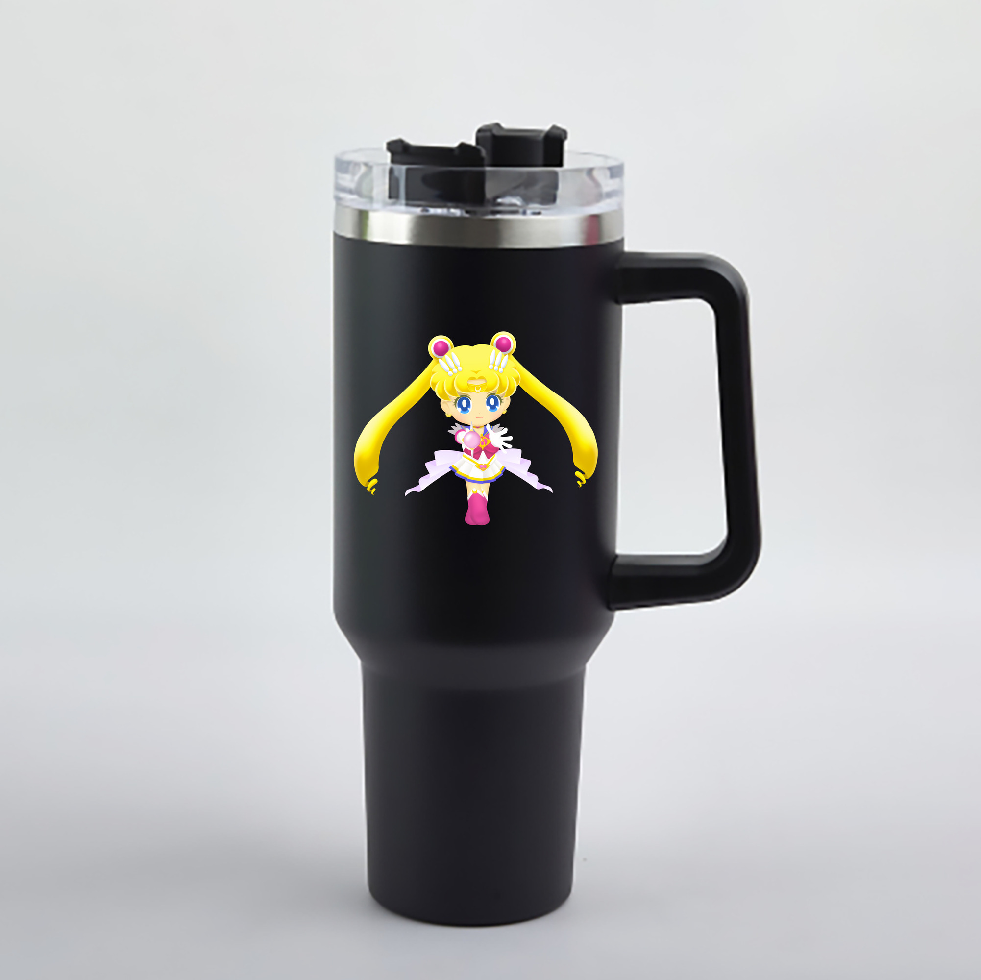 （画像用） 美少女戦士セーラームーン 月野 うさぎ つきの うさぎ Sailor Moon Tsukino Usagi 1200mL車用タンブラー - クリスタルステッカー（プラスチックストロー付き）