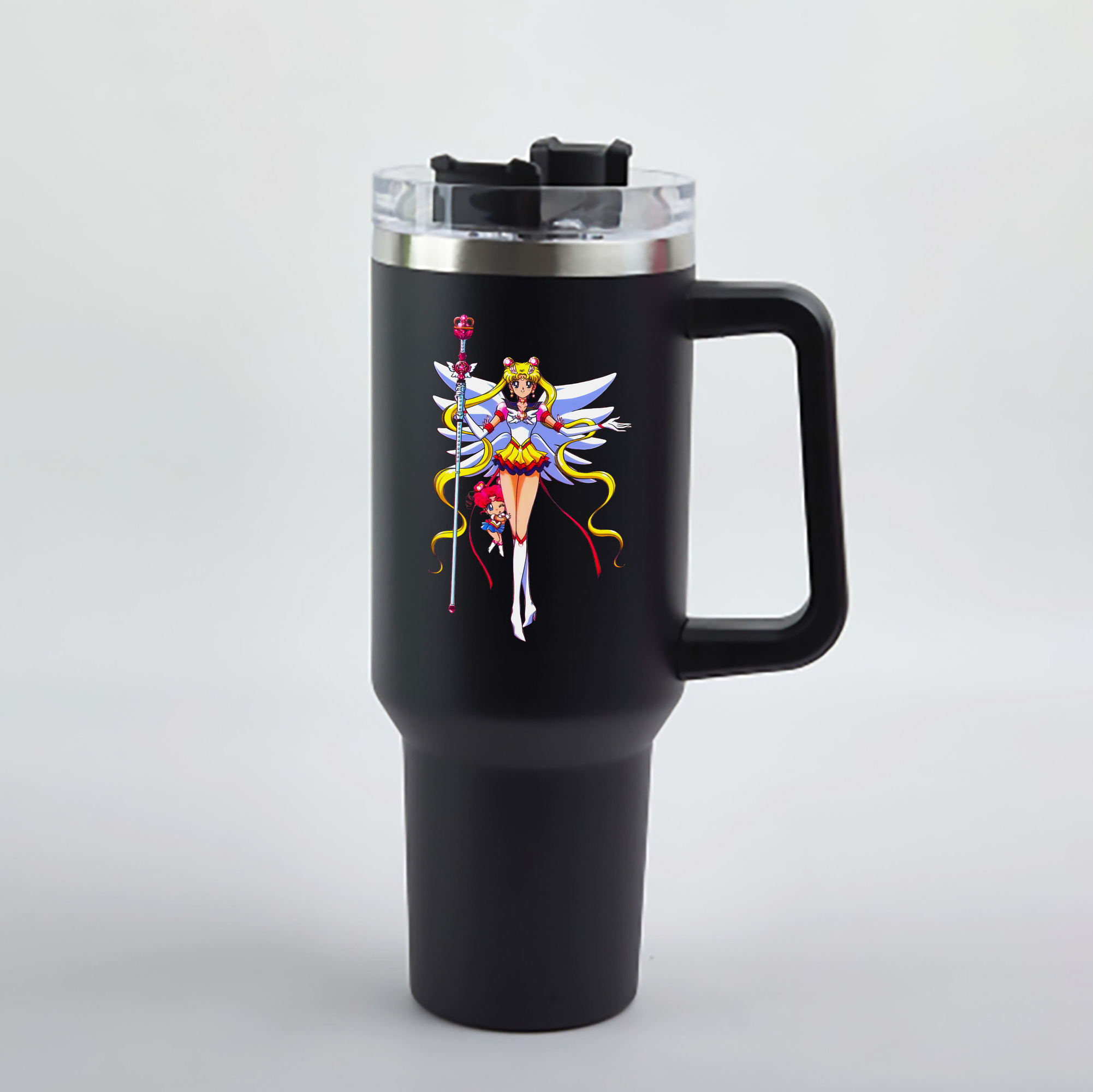 （画像用） 美少女戦士セーラームーン 月野 うさぎ つきの うさぎ Sailor Moon Tsukino Usagi 1200mL車用タンブラー - クリスタルステッカー（プラスチックストロー付き）