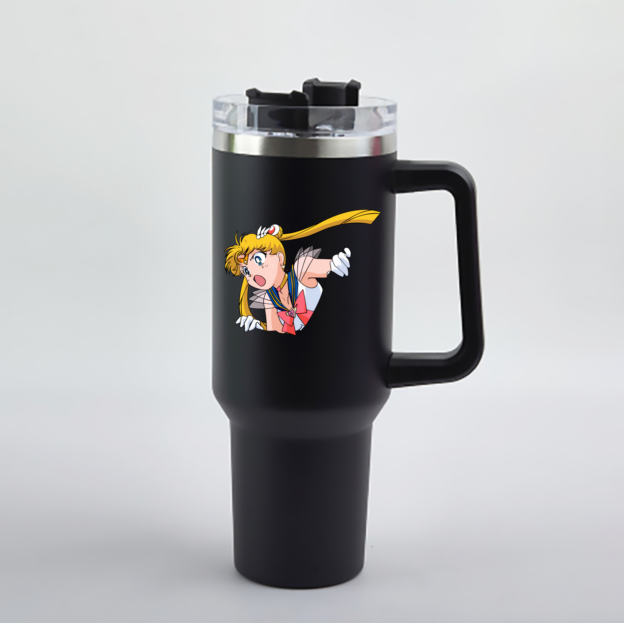 （画像用） 美少女戦士セーラームーン 月野 うさぎ つきの うさぎ Sailor Moon Tsukino Usagi 1200mL車用タンブラー - クリスタルステッカー（プラスチックストロー付き）