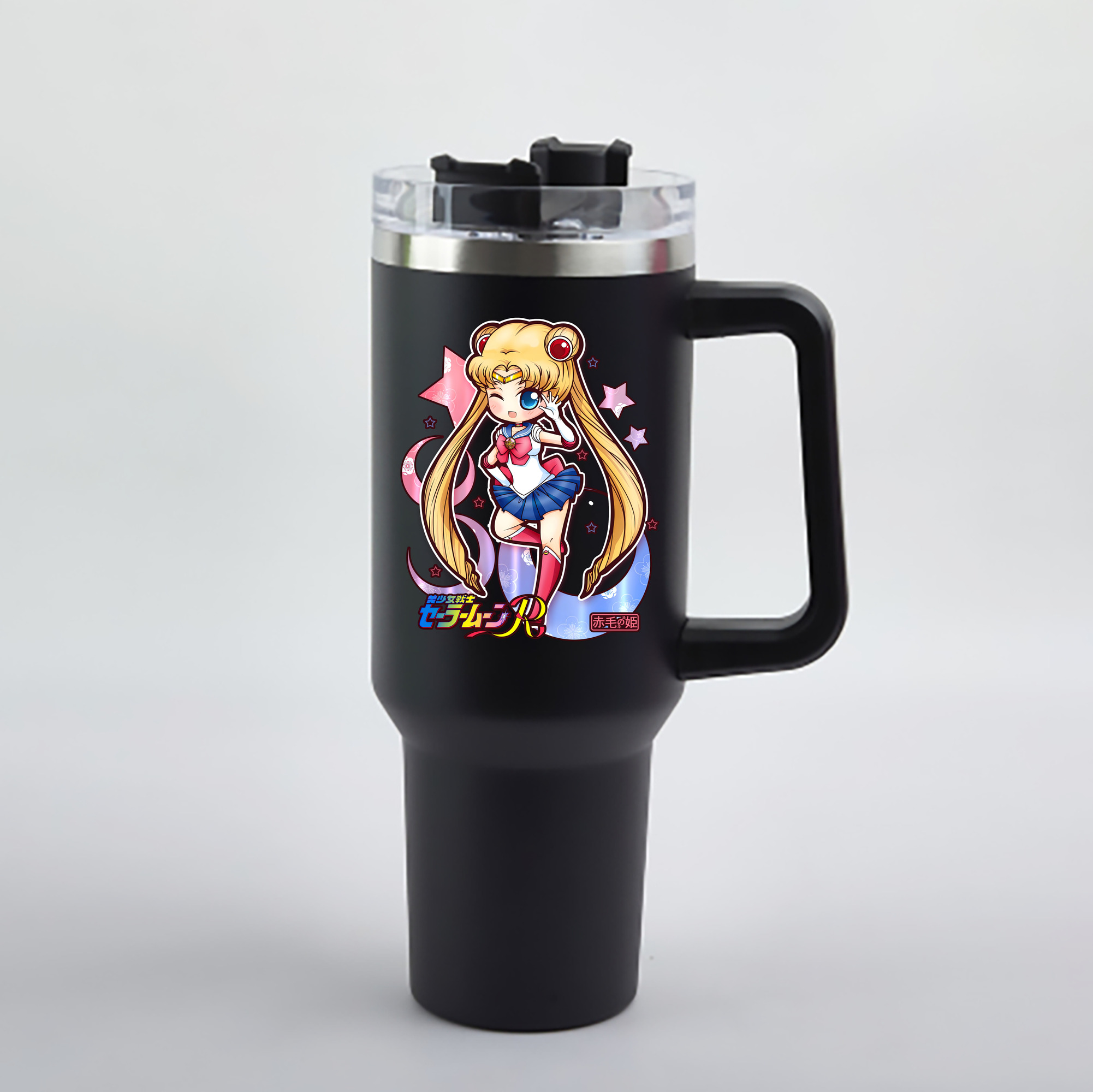（画像用） 美少女戦士セーラームーン 月野 うさぎ つきの うさぎ Sailor Moon Tsukino Usagi 1200mL車用タンブラー - クリスタルステッカー（プラスチックストロー付き）