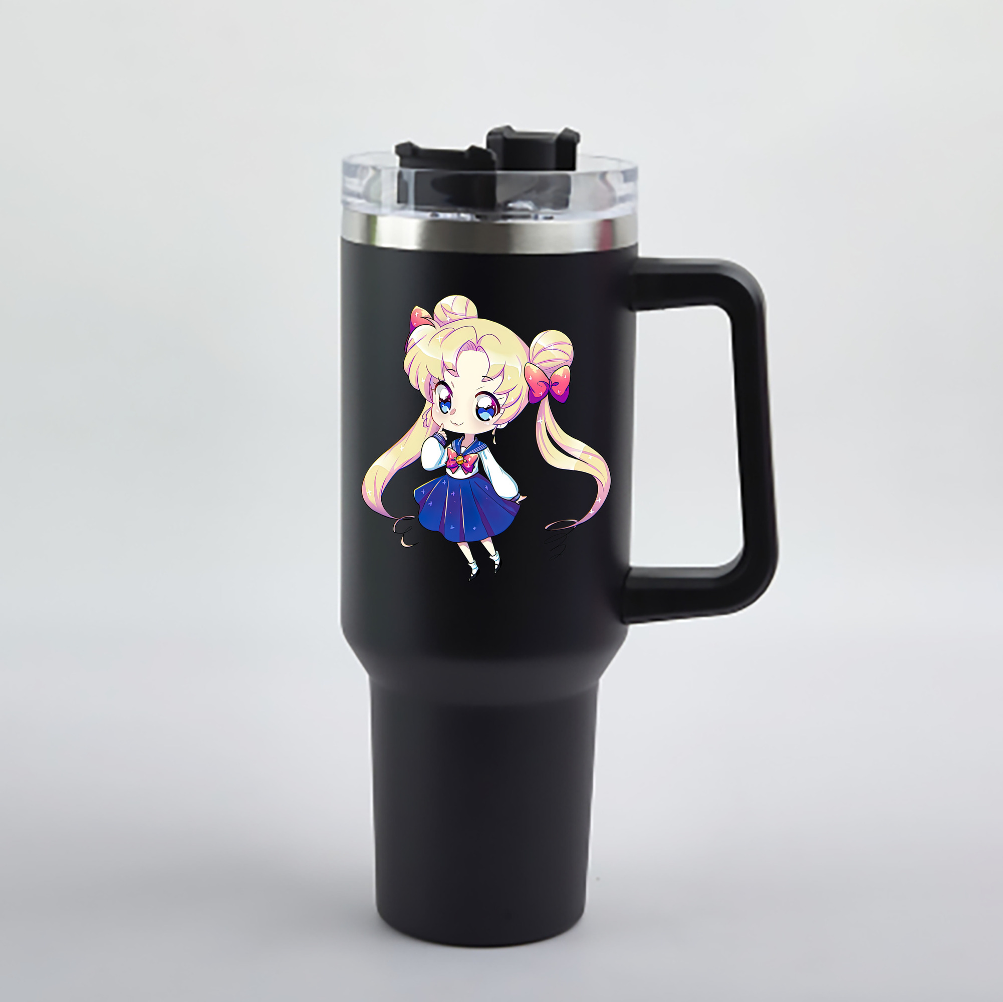 （画像用） 美少女戦士セーラームーン 月野 うさぎ つきの うさぎ Sailor Moon Tsukino Usagi 1200mL車用タンブラー - クリスタルステッカー（プラスチックストロー付き）