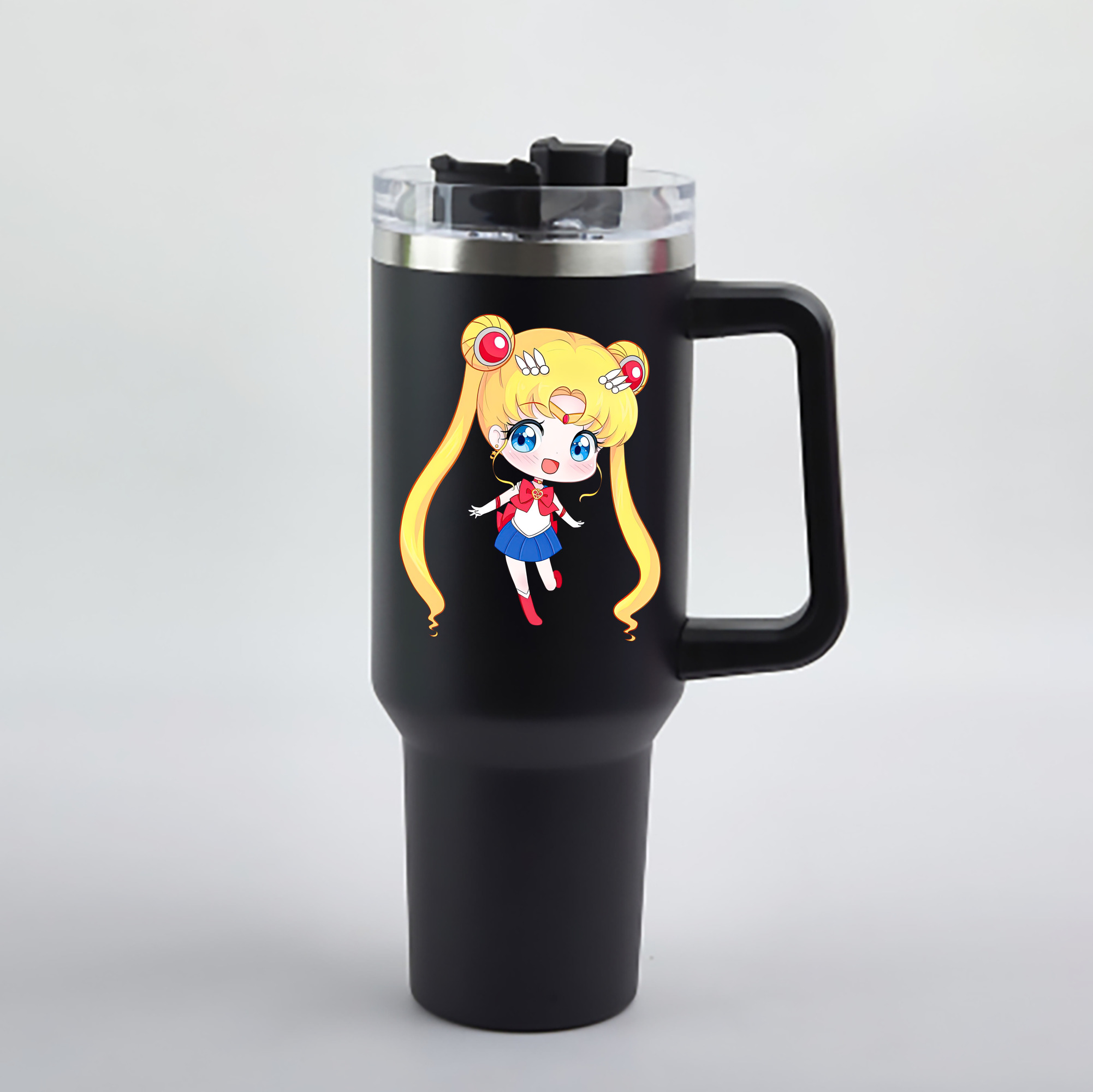 （画像用） 美少女戦士セーラームーン 月野 うさぎ つきの うさぎ Sailor Moon Tsukino Usagi 1200mL車用タンブラー - クリスタルステッカー（プラスチックストロー付き）