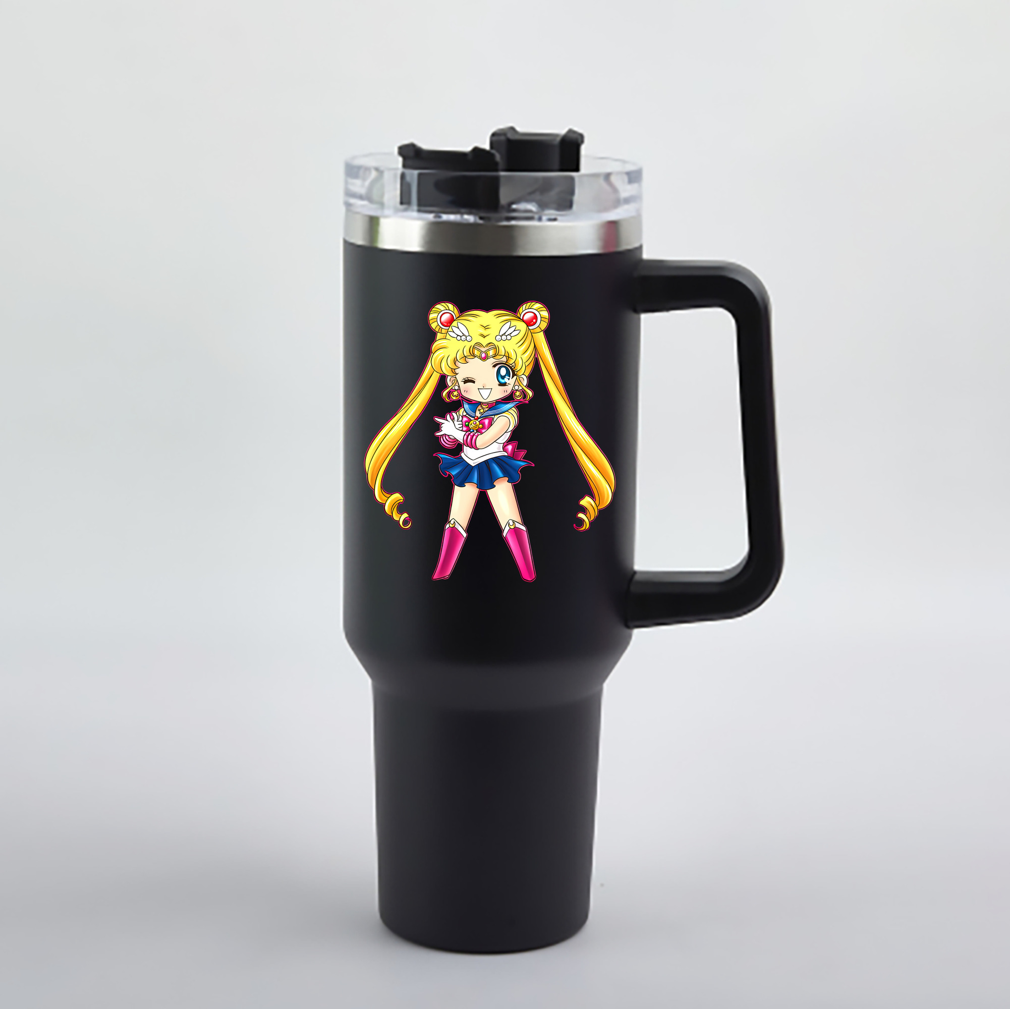 （画像用） 美少女戦士セーラームーン 月野 うさぎ つきの うさぎ Sailor Moon Tsukino Usagi 1200mL車用タンブラー - クリスタルステッカー（プラスチックストロー付き）
