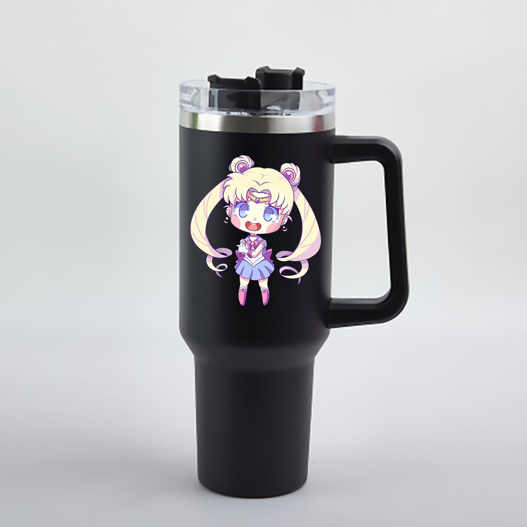 （画像用） 美少女戦士セーラームーン 月野 うさぎ つきの うさぎ Sailor Moon Tsukino Usagi 1200mL車用タンブラー - クリスタルステッカー（プラスチックストロー付き）