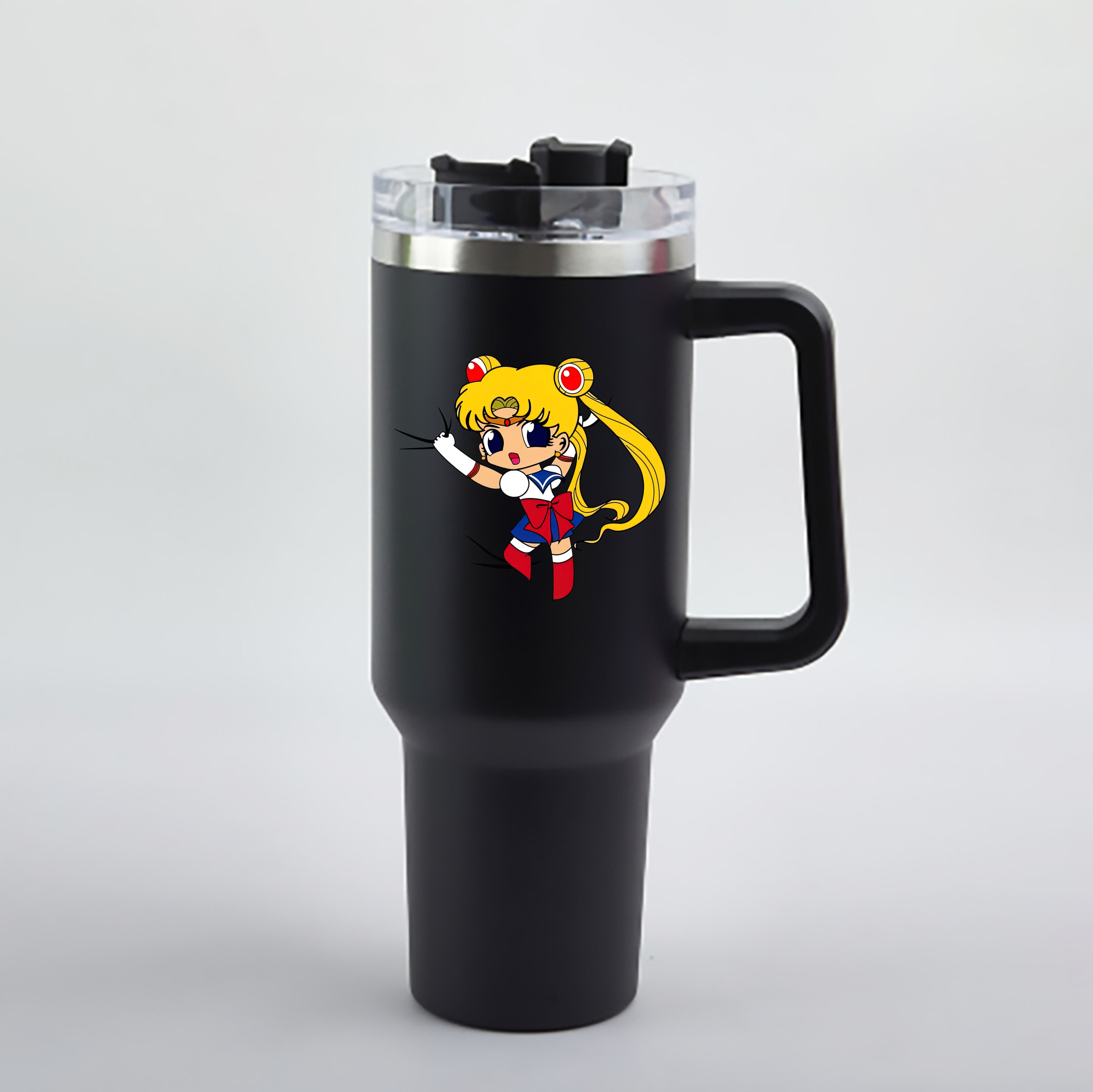 （画像用） 美少女戦士セーラームーン 月野 うさぎ つきの うさぎ Sailor Moon Tsukino Usagi 1200mL車用タンブラー - クリスタルステッカー（プラスチックストロー付き）